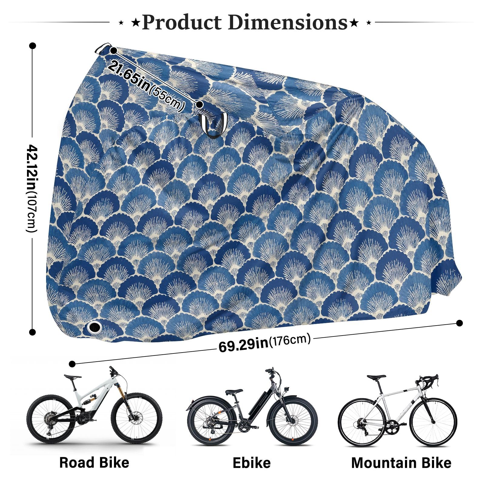 Copertura impermeabile per bici da esterno per ciclomotore, resistente e antivento, protezione solare per mountain bike e bici da strada, motivo con stampa oceanica