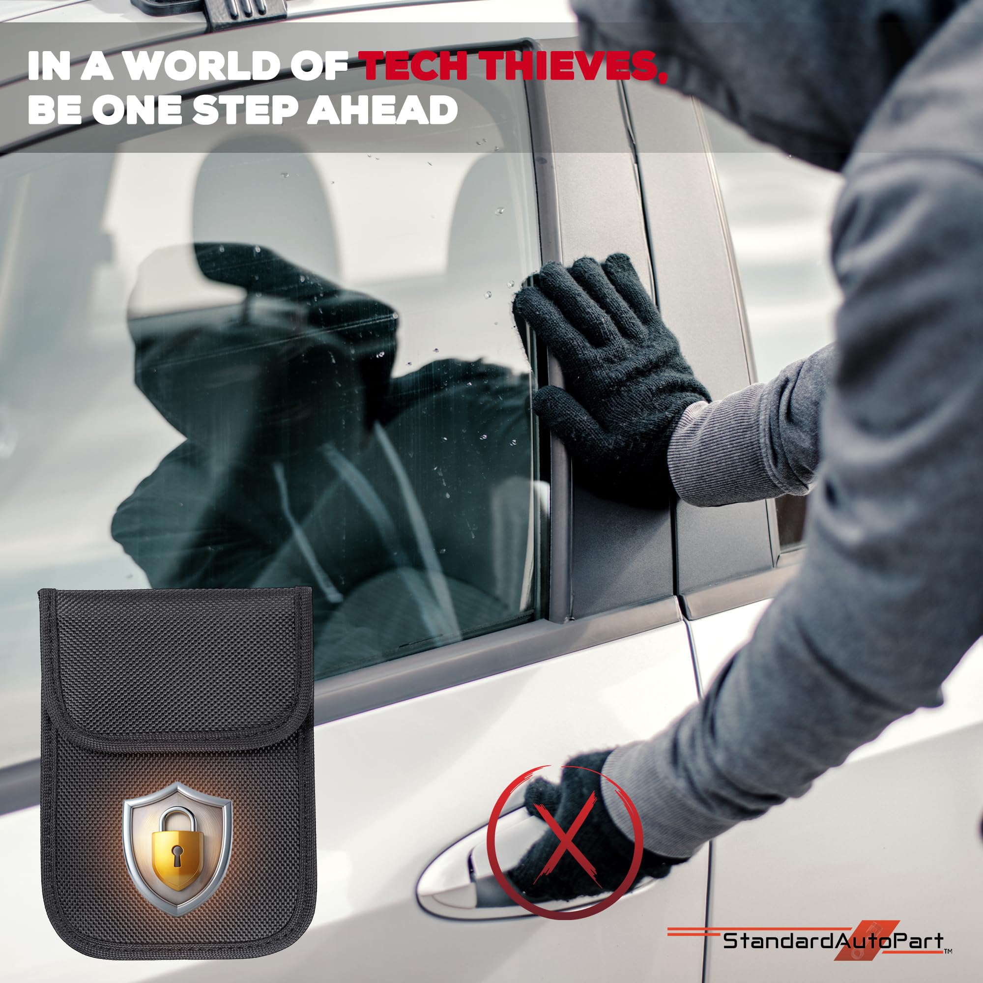 StandardAutoPart Faraday Bag for Car Keys – Anti-Theft Key Fob Pouch with RFID Signal Blocker, Protects Against Car Hacking & Relay Attacks (Black (Pack of 1))
