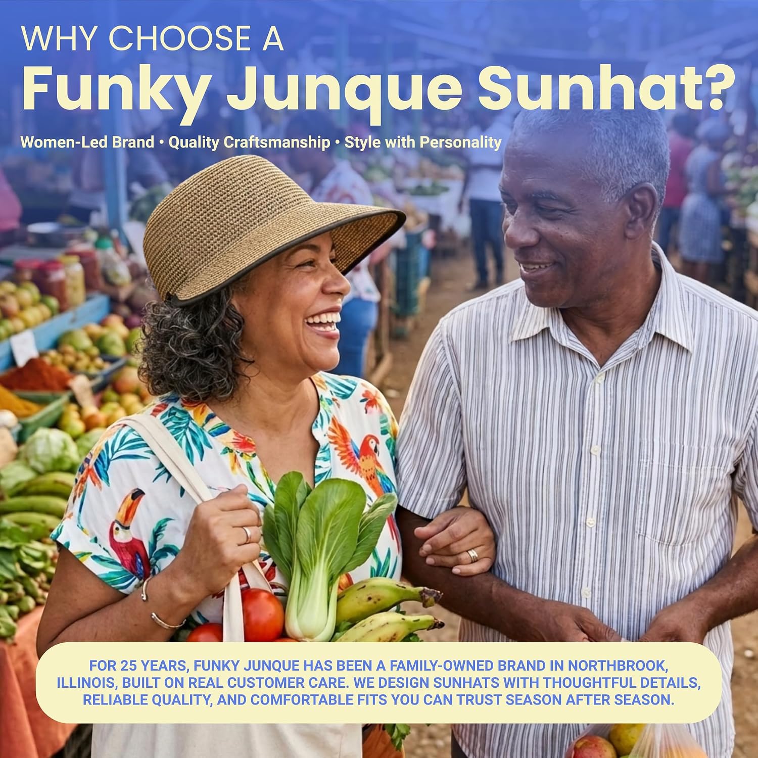 Funky Junque Womens Panama Sun Hat, Wide Brim Packable Straw Beach Hat for Summer & Vacation, UPF 50+