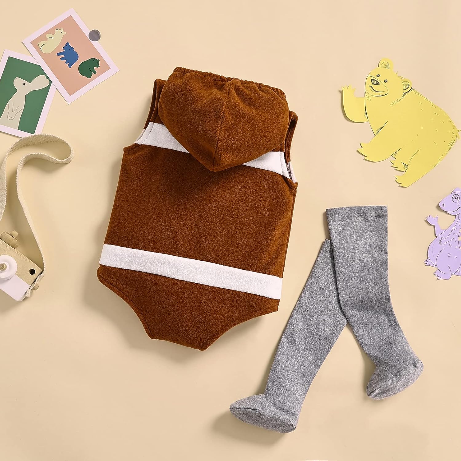 BeQeuewll Unsiex Infant Baby Boys Girls Halloween Pumpkin Costume Romper Bodysuit Outfits Dress Up Set (Football Set Brown, 0-6 Months) - Image 7