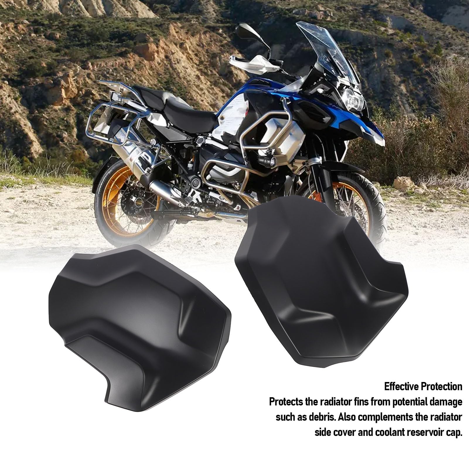 Aramox Panneau Latéral de Radiateur Avant, 2 Pièces ABS Pièces Latérales de Moto Couvercle de Protection de Radiateur Avant pour R1250 GS Adventure 2018 à 2023 2022 R1250GS ADV (Black)