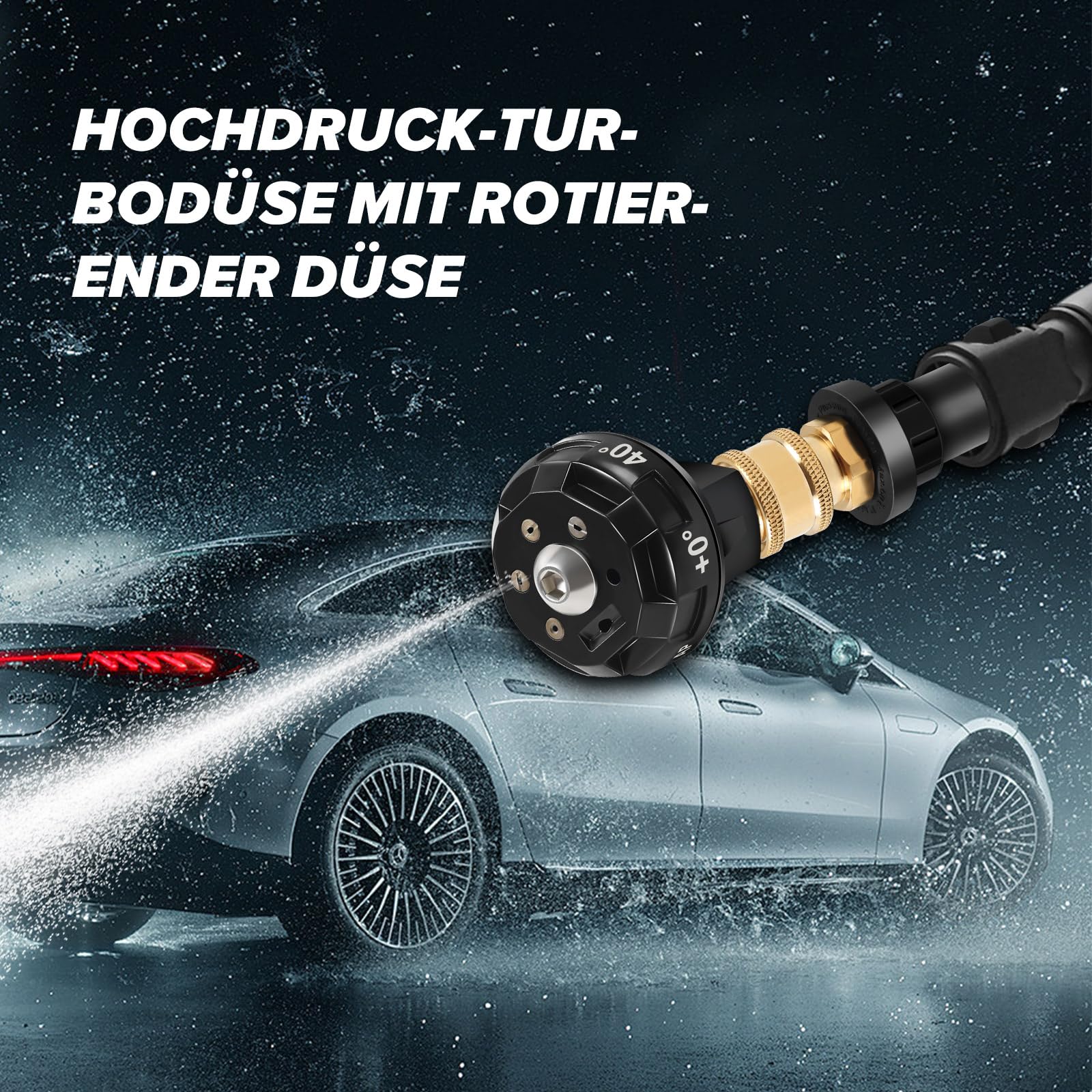 Turbodüse Für Hochdruckreiniger – 360° Drehbar Mit 5 Sprühdüsen, Bis 4000 PSI, Für Die Meisten Reiniger