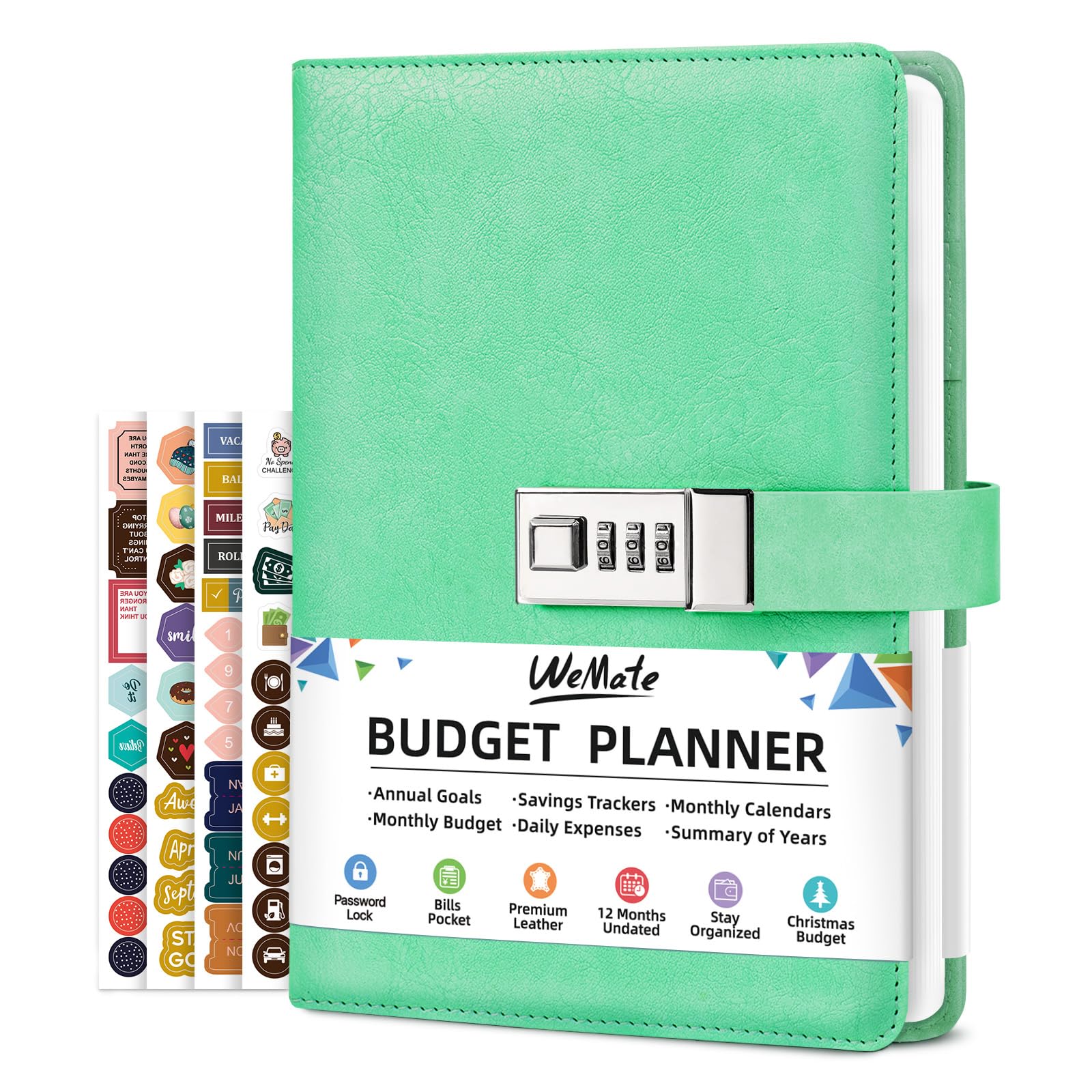 WEMATE Budget Planner 2026 with Lock, Monthly Budget Book with Expense Tracker Notebook