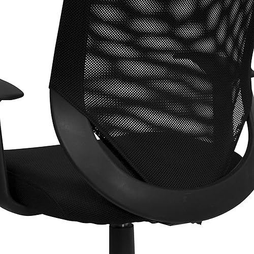 Miniatura 8 de Flash Furniture Norris Silla de oficina giratoria de malla negra con respaldo cónico y brazos en T