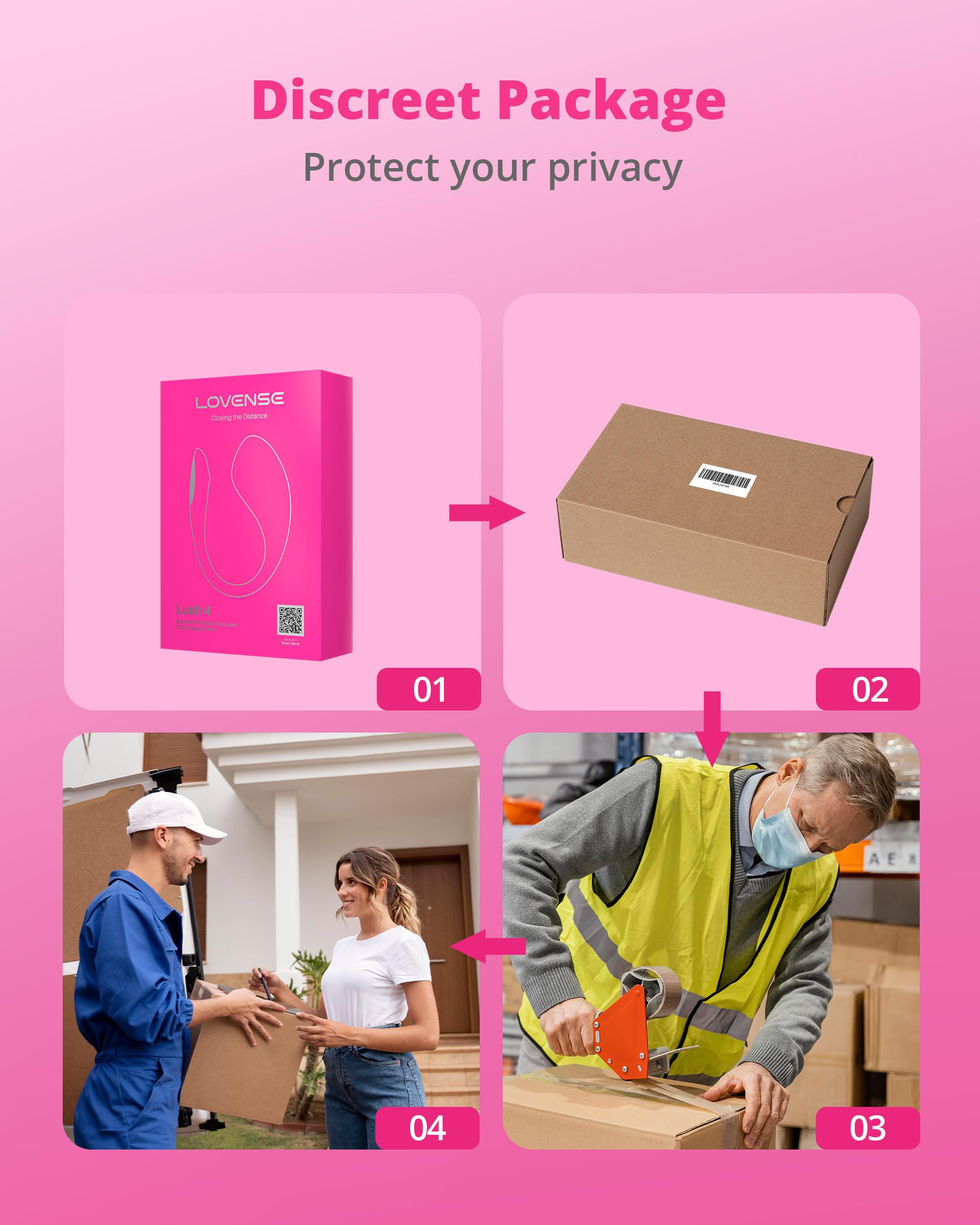 LOVENSE Lush 4 Remote Control Wearable G-spot Egg Vibrator for Women + LOVENSE Hush 2 1.75in Butt Plug Anal Vibrator for Women, Couple