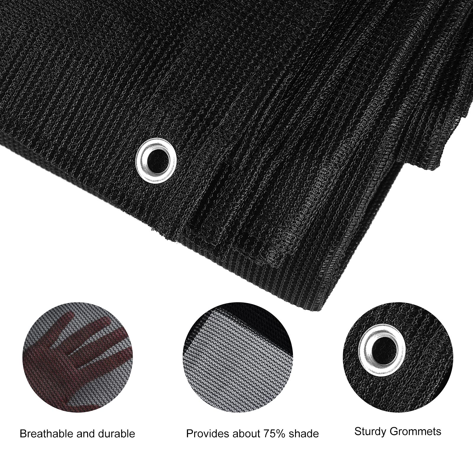 FEPITO Lona de malla resistente de 3 x 6 m, cubierta de malla negra para patio, vallas, jardín, camiones volquete