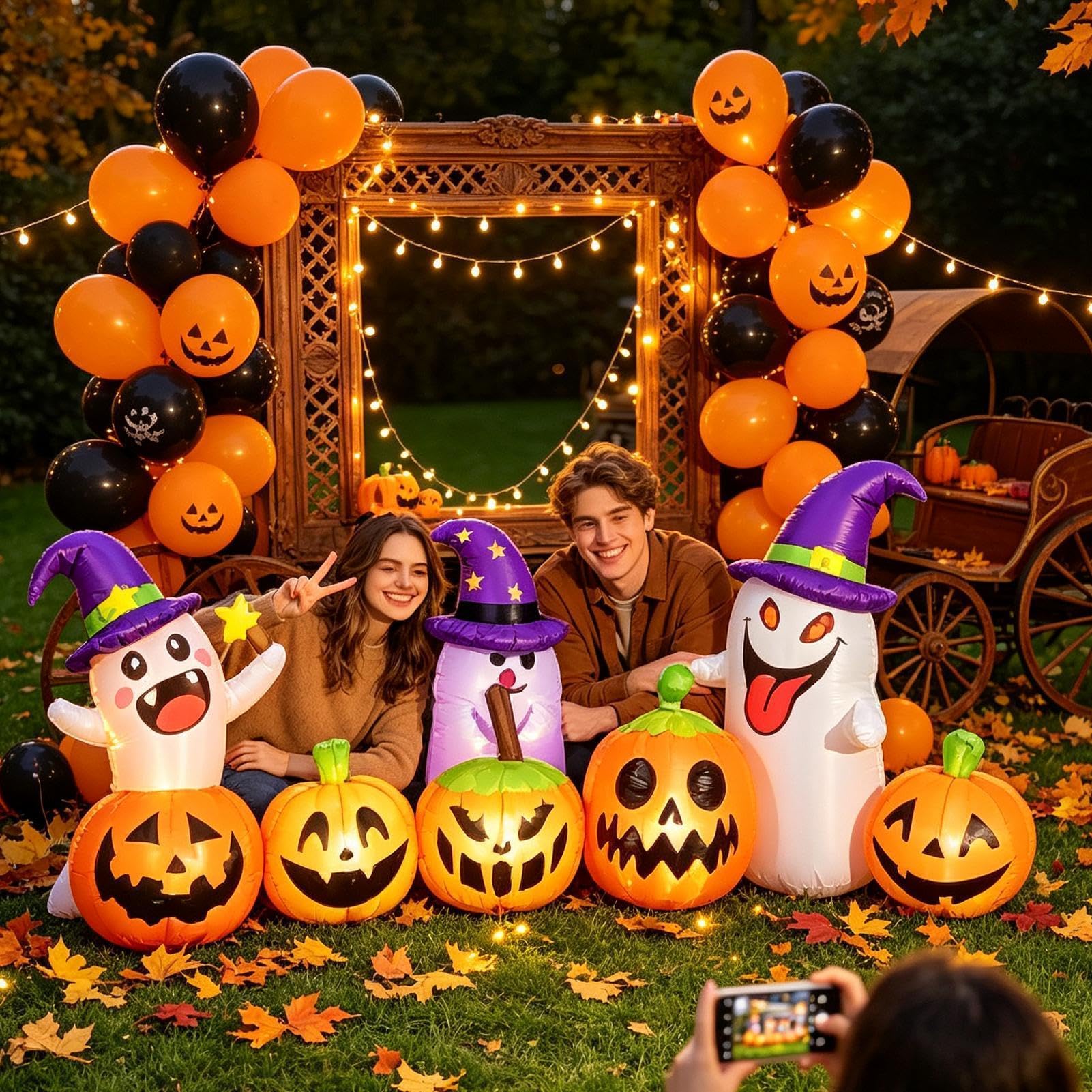 Halloween nadmuchiwane figurki 2,44 m śliczne podświetlane