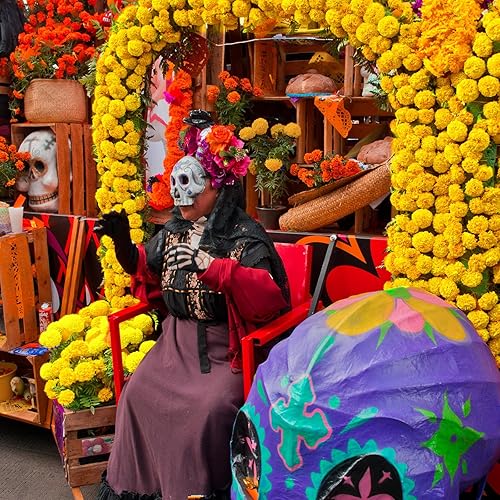 Miniatura 7 de Tigeen 60 guirnaldas de caléndula para decoración de 4 pies, flores artificiales de caléndula para decoración de manto, flores de caléndula india,