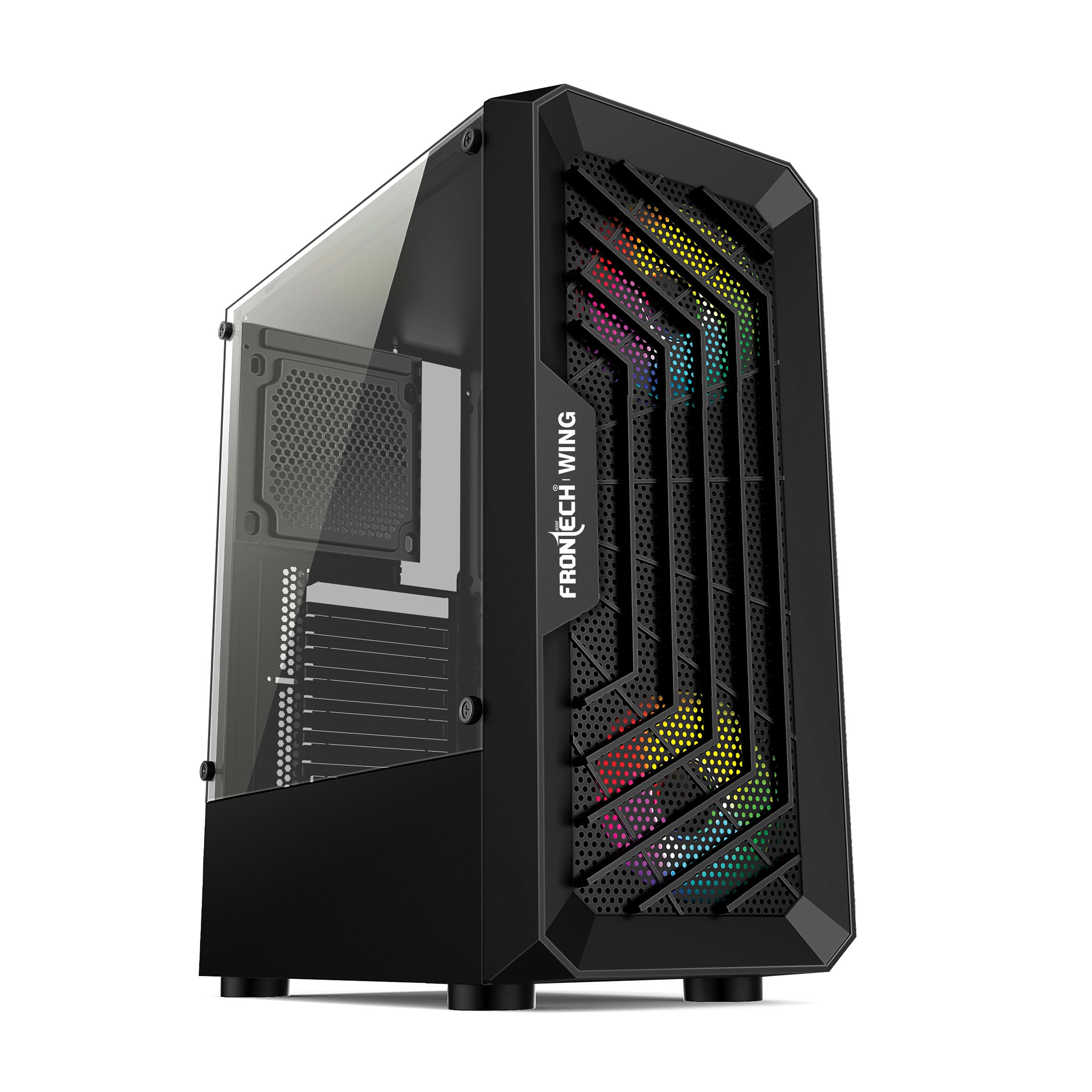 FRONTECH Wing Gaming Cabinet/Computer Case with HD Audio|ATX/Mini ATX Compatible with Acrylic Side Panel | 2 x 120 mm RGB Fan, 1 x USB 3.0, 2 x USB 1.1 (FT 4361, Black) (B0CSZ54BJ1) Amazon Price History, Amazon Price Tracker