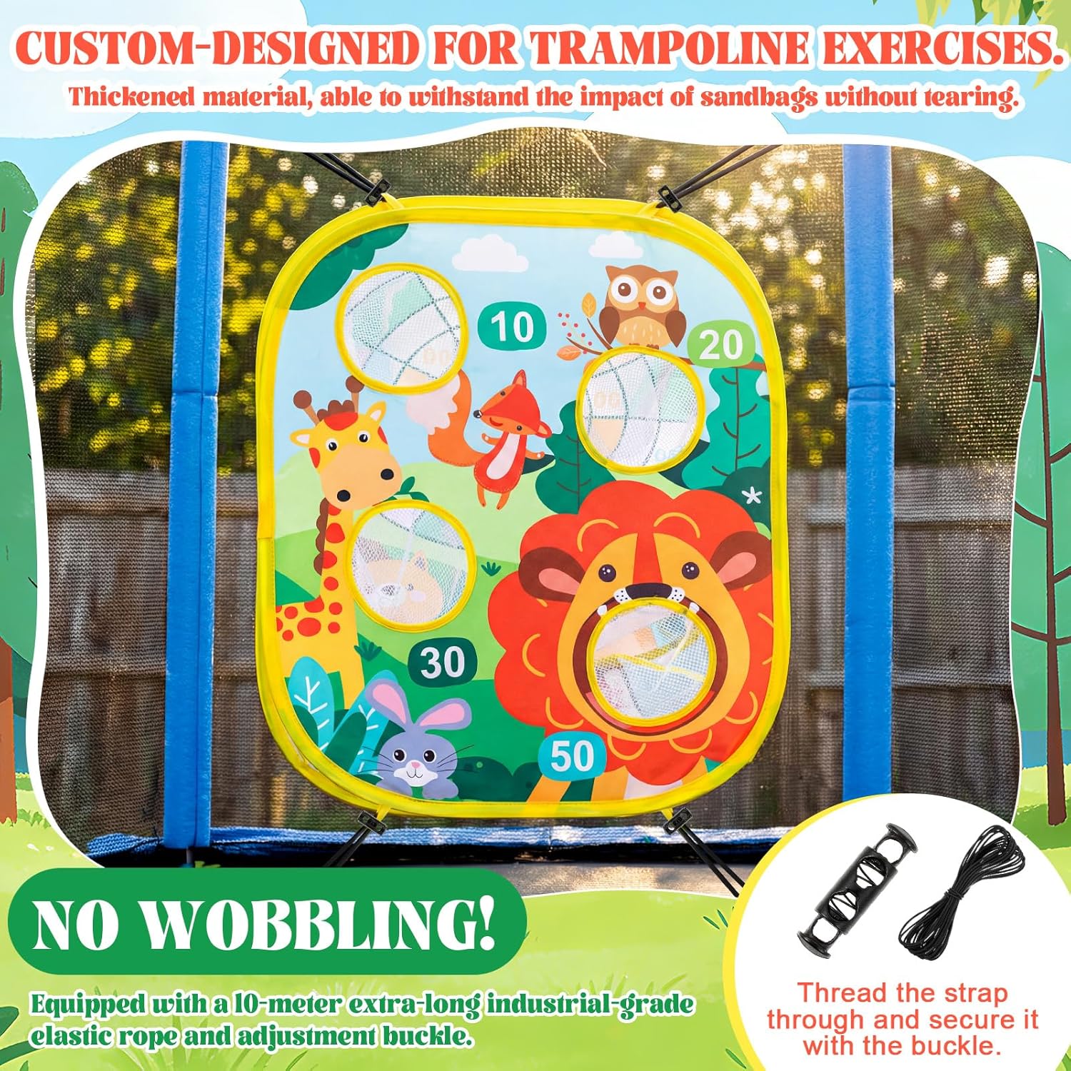 Lunmon Kids Trampoline Toss Game, 3 in 1 Bean Bag Toss Game with Dart Board & Target Board, Trampoline Games Accessories for Kids Outdoor Backyard Party Toy for Boys Girls Ages 3-6