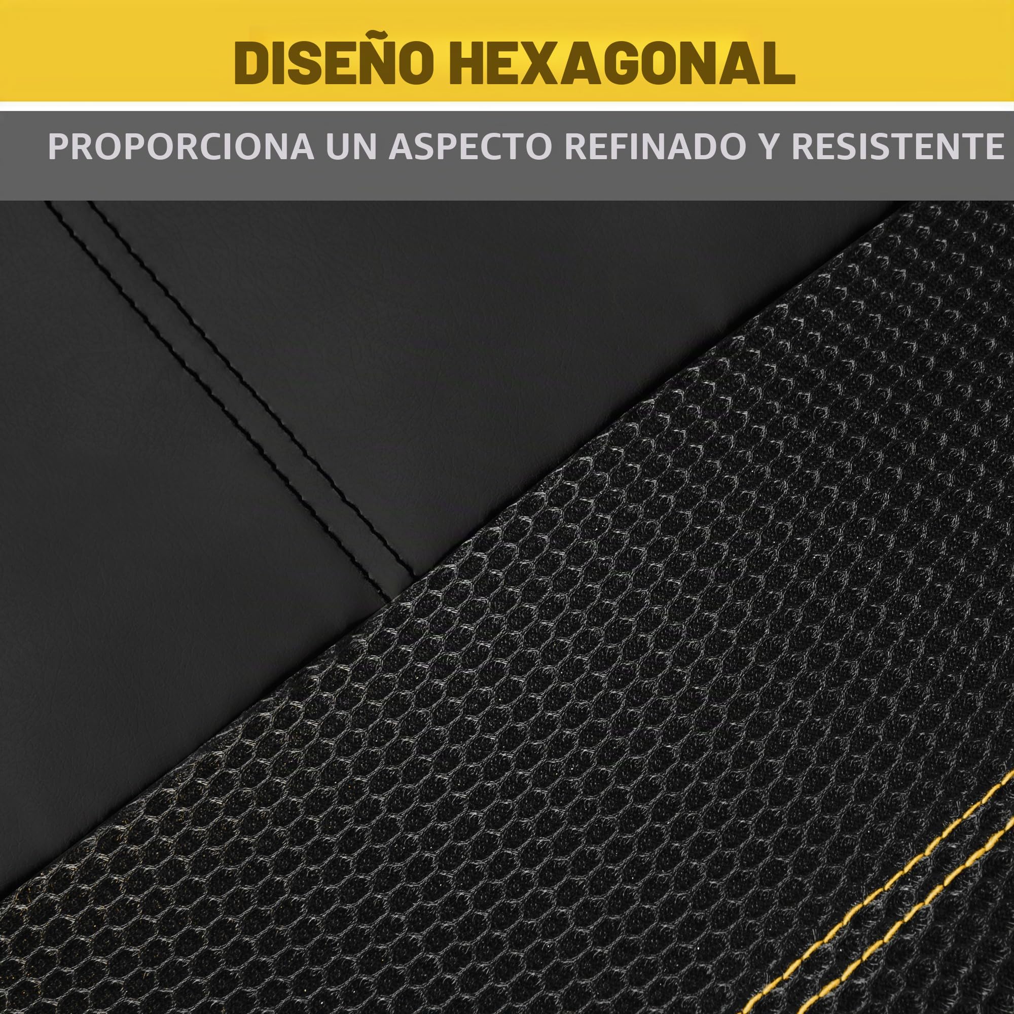 CAT FlexHybrid - Fundas de Asiento de Coche Negras de Poliuretano + Malla Transpirable de Piel sintética Resistente y Malla 3D, 2 Unidades
