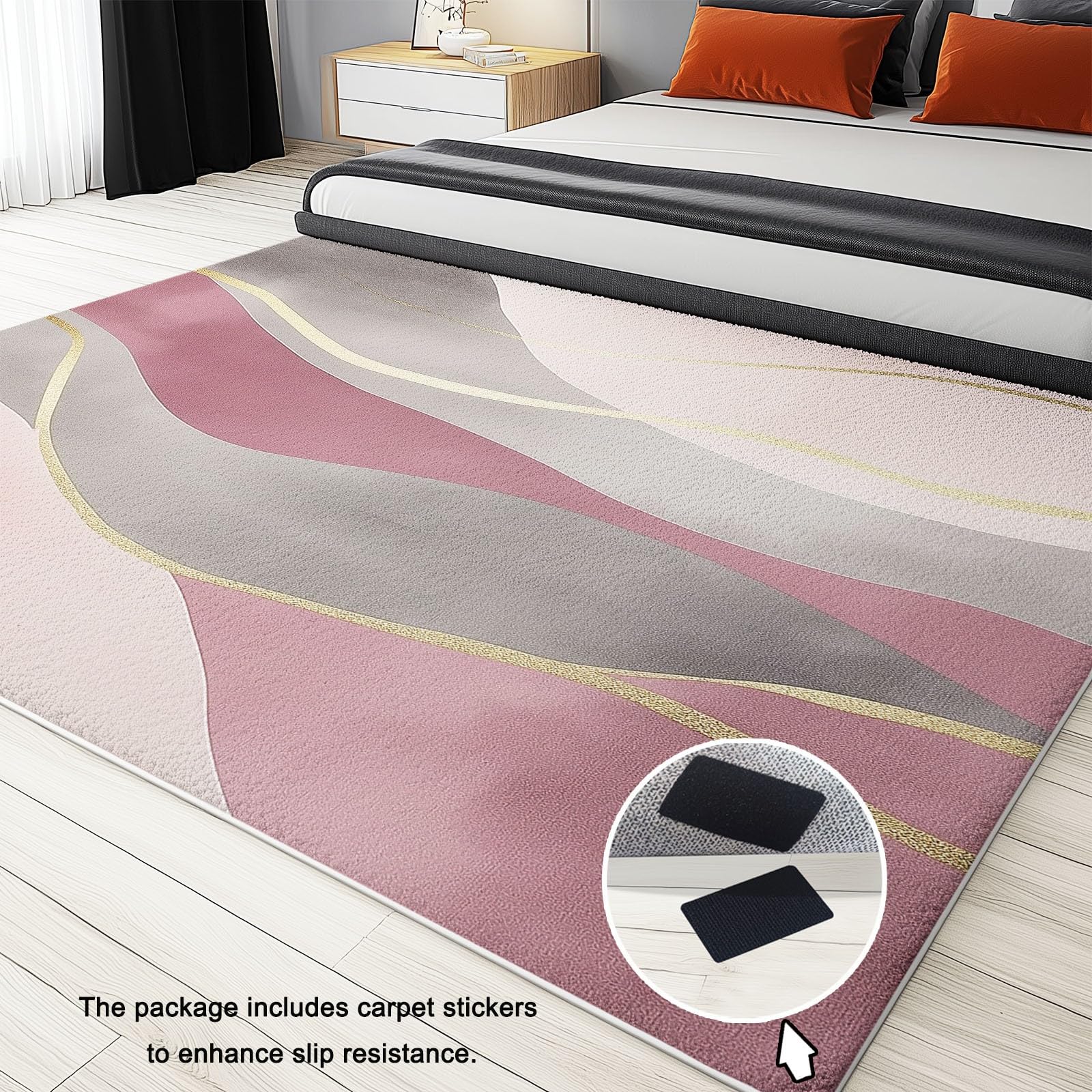 Générique Vagues Aquarelles Lavable Tapis 140 x 200 cm Tapis Poils Courts antidérapant, Doux Antidérapant Texture Vague Aquarelle pour Chambre à Coucher Salle à Manger Salon