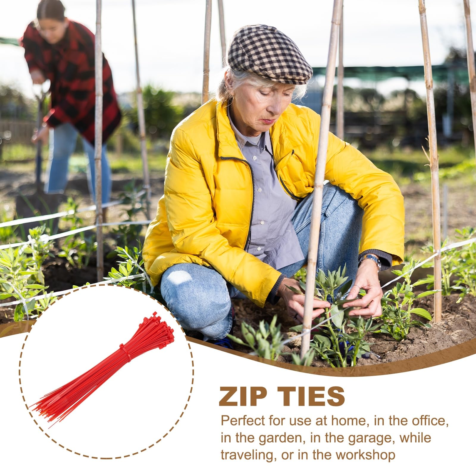 YELARXI Zip Ties Plastic Cable Ties, Self-Locking Wire Zip Tie 8 Inch Fit for Home Garden Office Workshop Travel - (1000 Pack, Red) - Image 4