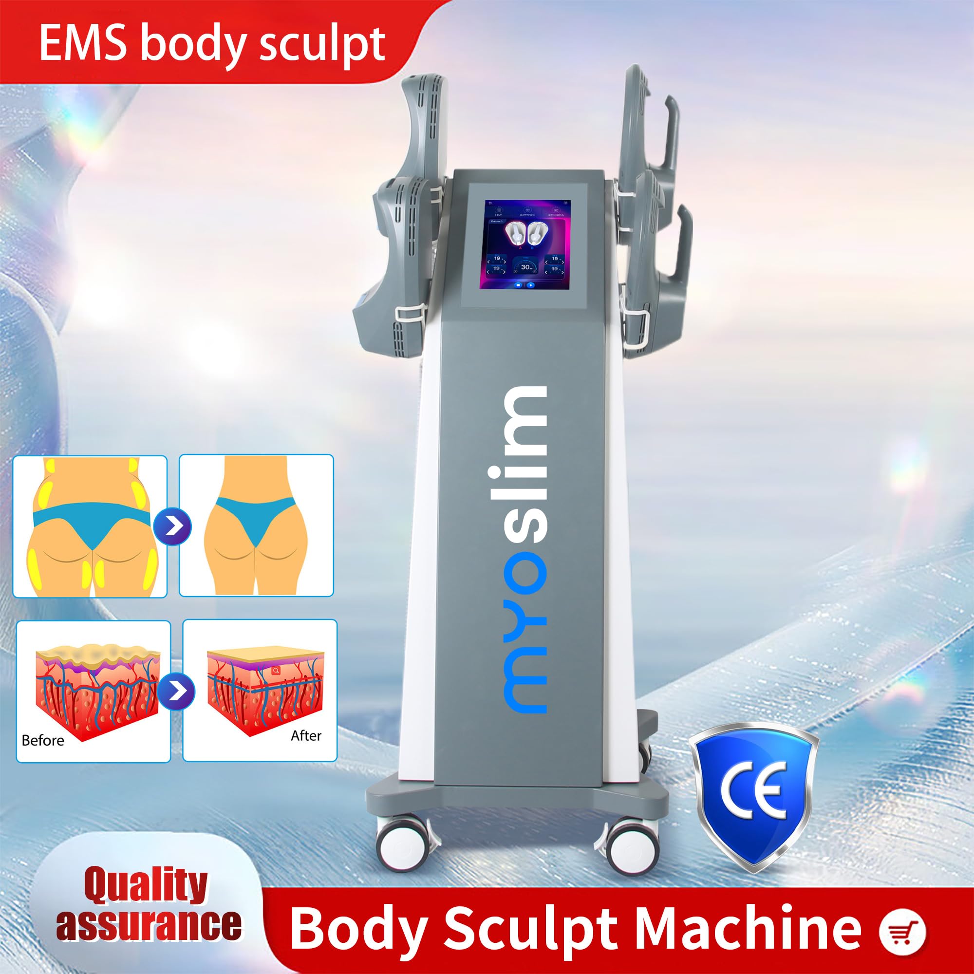 6500W Hi-emt Przenośna Maszyna Profesjonalna Body Sculpt Muscle Stimulator Odchudzanie(4 uchwyty)