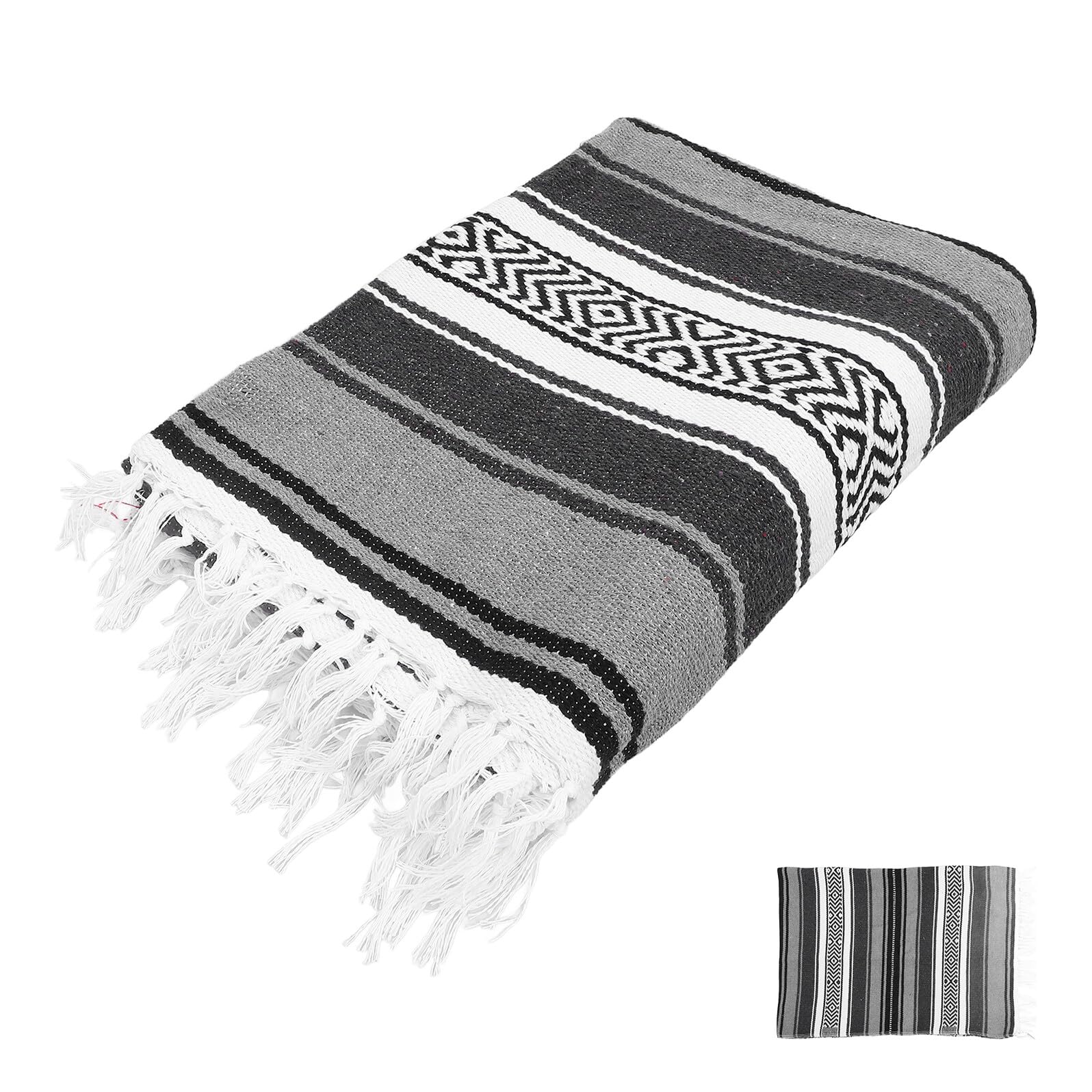 Tapis de Yoga Épais et Plaid Multiusage Gris en Polyester Coton