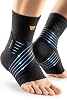 Ankle Brace Compression Sleeves with Wide Silky Straps for Men & Women - 3D Knit Foot Support for Plantar Fasciitis Relief, Achilles Tendonitis, Sprain, Black, Size M (1 Pair)