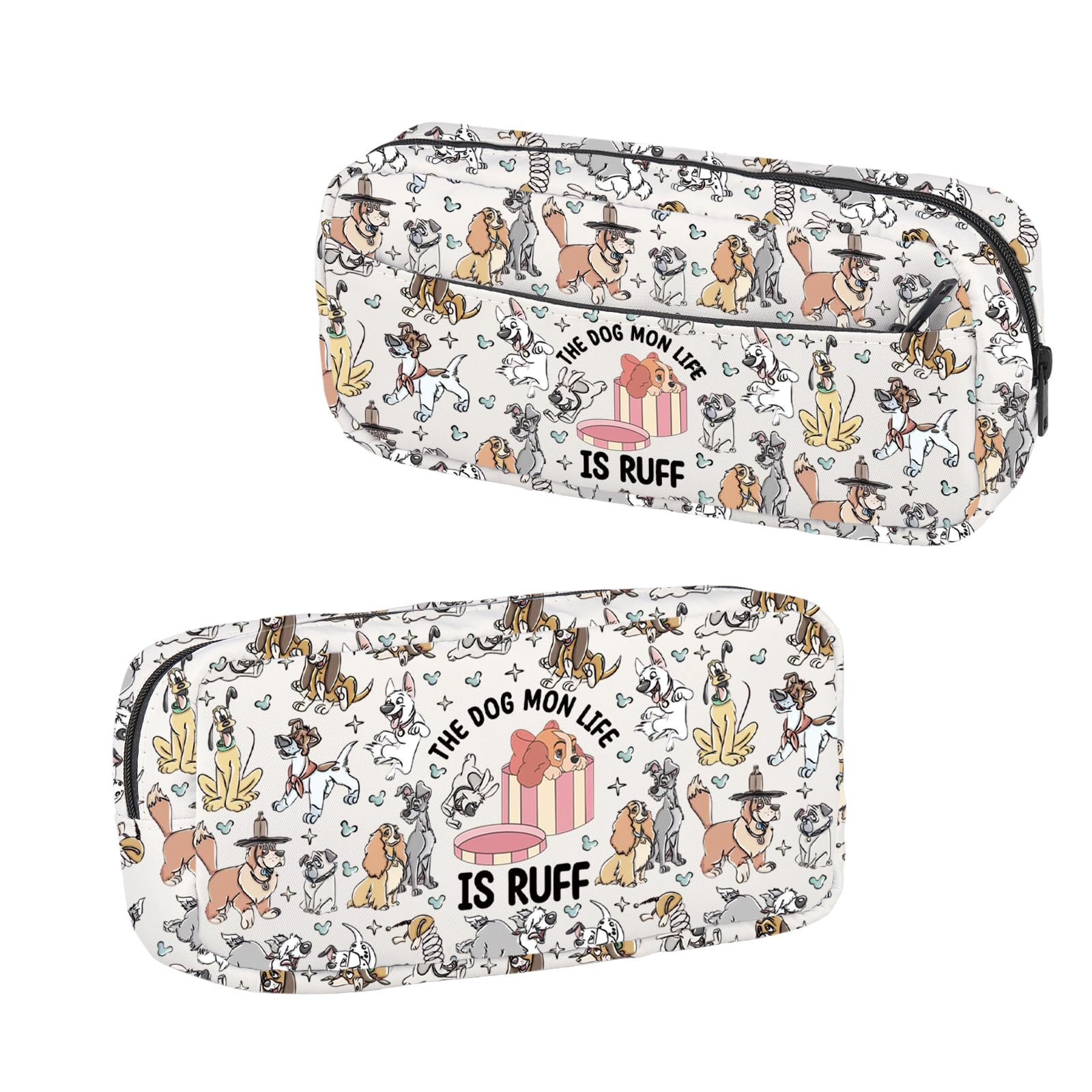 BNQL Dog Pencil Case The Dog Mon Life is Ruff Dogs Lover Gifts Cartoon Movie Inspired Stationery Organizer Bag with Zippers