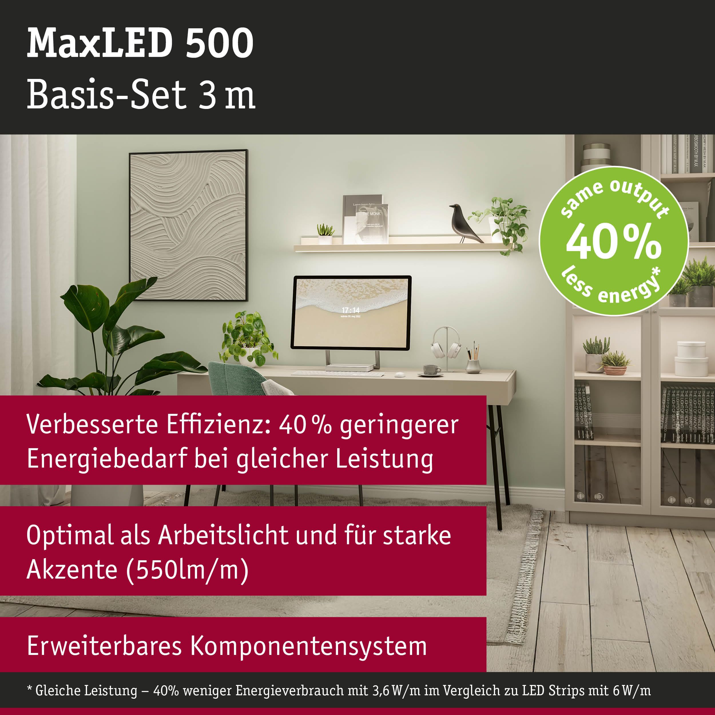 Paulmann MaxLED 500 LED Strip Basisset 3m Warmweiß 11W 550lm/m 2700K 30VA 71231