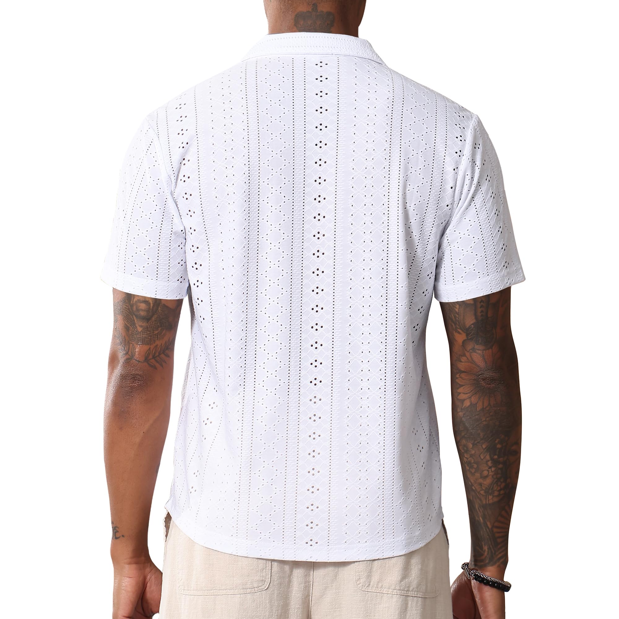 Chemise à manches courtes boutonnée à col cubain pour homme