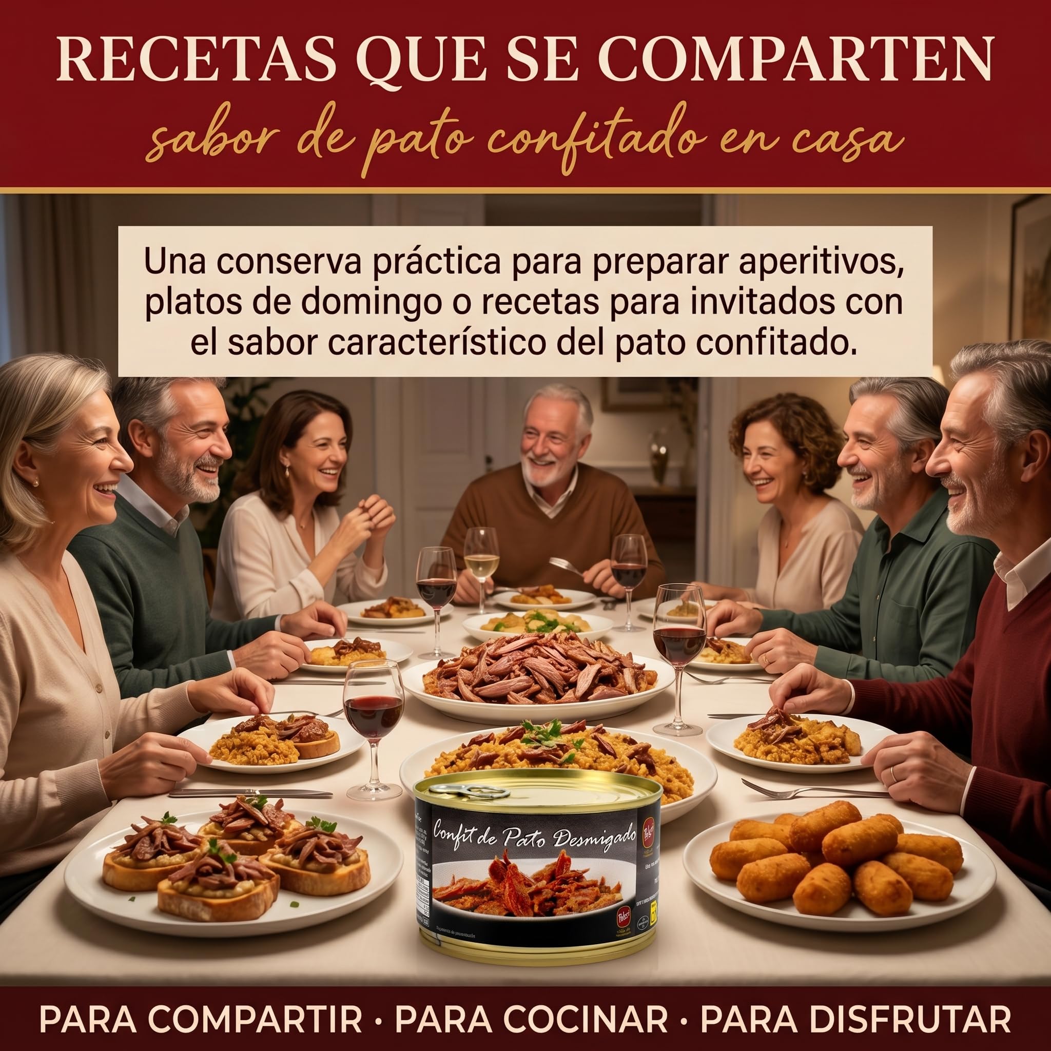 POLGRI Confit de Pato Desmigado Carne de Pato Desmigada Pulled Duck Lata 1350 g Conserva Gourmet Caza Receta Manchega Artesana Lista para Arroces Croquetas Empanadas Fideua Relleno Tradicional