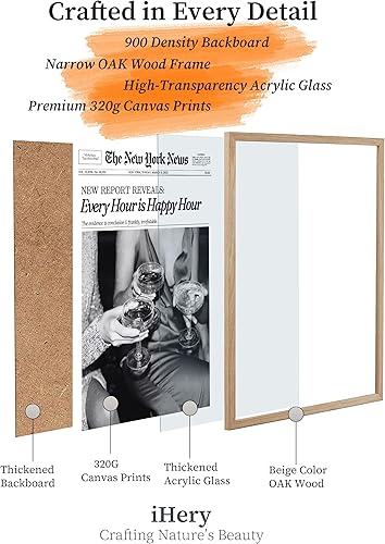 Miniatura 4 de iHery Every Hour is Happy Hour - Arte de pared pequeño enmarcado de moda, madera de roble natural de 8 x 10 pulgadas, decoración de pared para