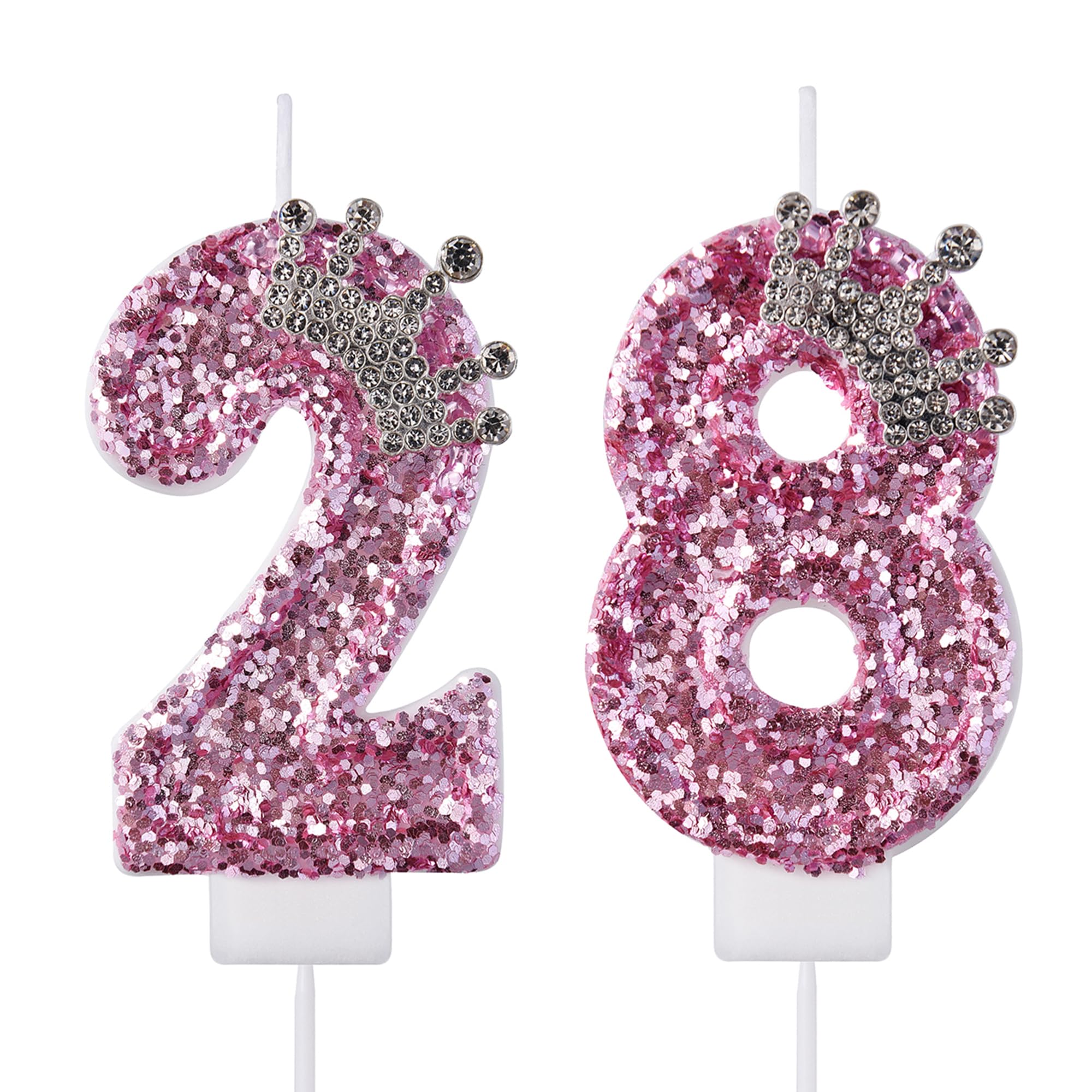 28 velas de cumpleaños 82, velas de pastel 28 82, velas de cumpleaños rosa número 28 82, decoración de pastel para fiestas, hombres y mujeres