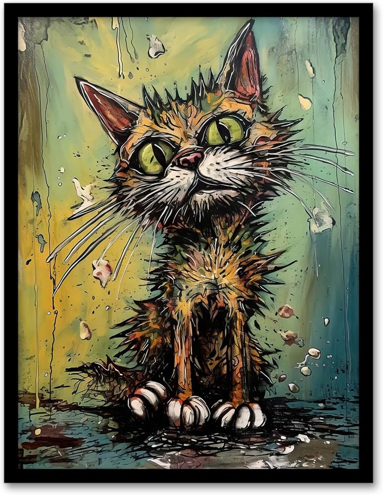 Amazon.com: Artery8 Alley Cat Stray Scruffy Moggie Painting By Tom