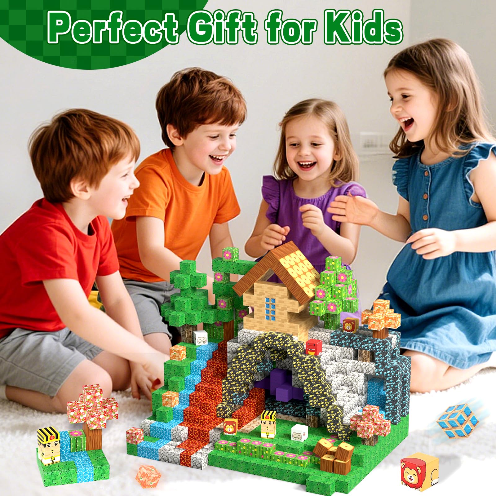 150 Piezas Cubos Magnéticos, Construcciones Magnéticas Bloques, Bloques de Construcción Magnéticos, Juguetes de Construcción de Cubos Magnéticos, Juguetes Creativos para Niños y Niñas Partir de 3 Años