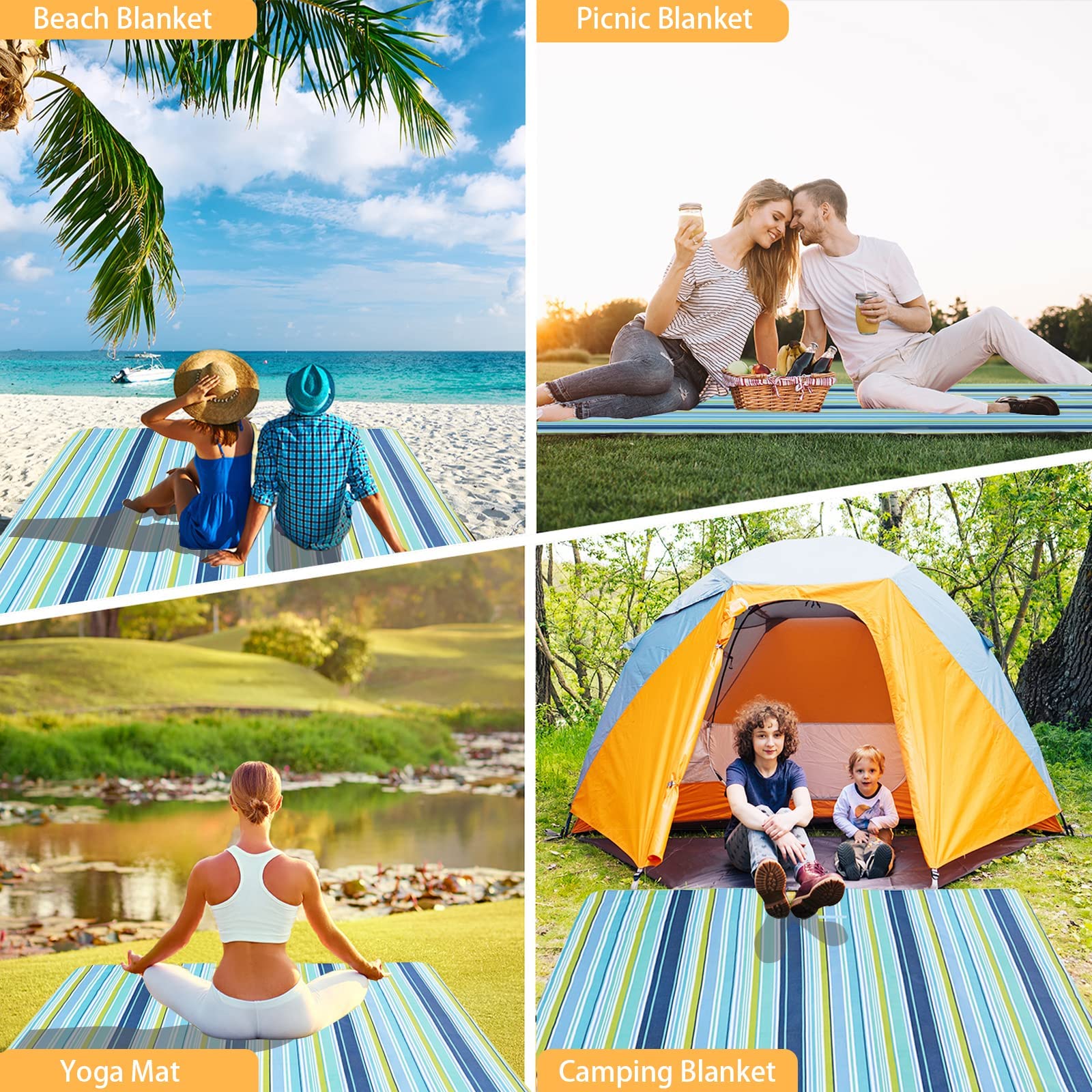 Matelas Camping SONGMICS Couverture De Pique-Nique, 200 X 200 Cm, Grand Sunset Beach