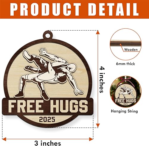 Miniatura 4 de Adornos de lucha libre para árbol de Navidad, adorno de lucha libre 2025, regalos para fanáticos de la lucha libre para entrenadores, hombres,