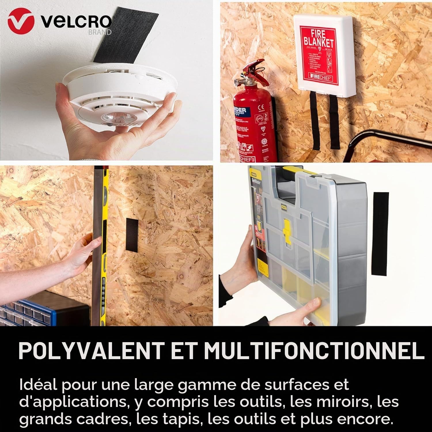VELCRO Brand Bandes haute résistance, Blanc 50mm x 100mm, x15 | Bandes auto-agrippantes adhésives haute résistance, pour la maison et la décoration