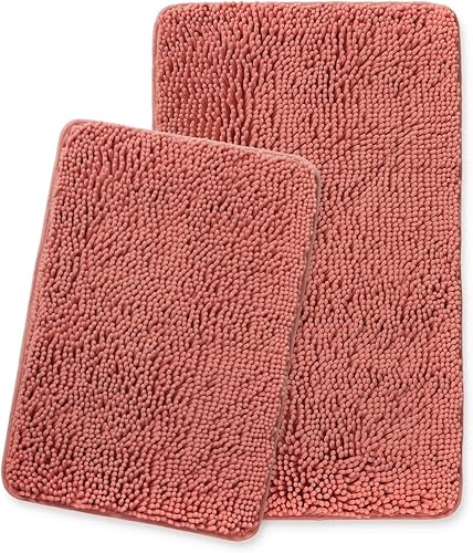 Miniatura 52 de Yeaban Alfombras de baño gris oscuro – Gruesas alfombras de baño de chenilla | Alfombras de baño absorbentes y lavables antideslizantes, alfombras