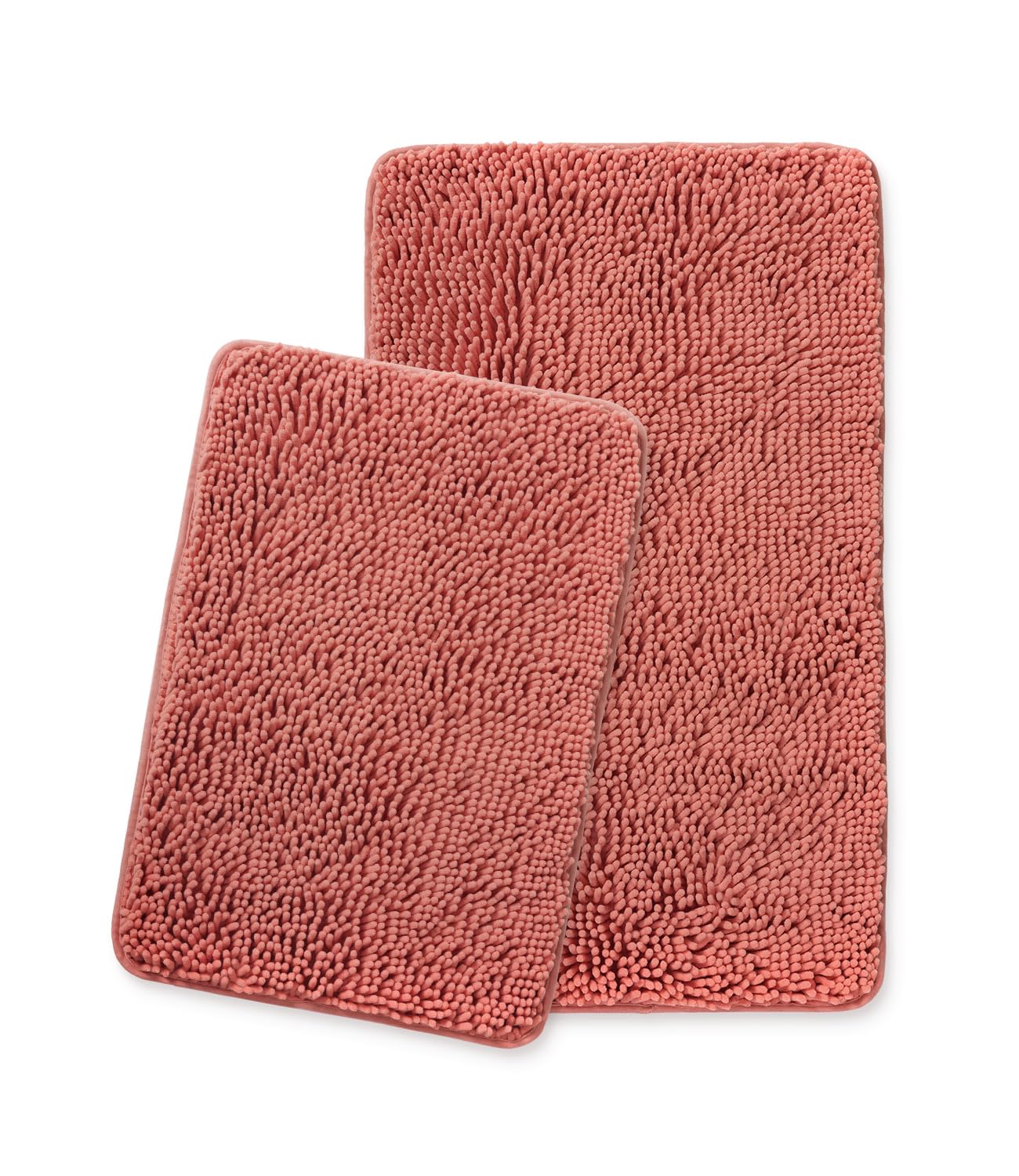 Yeaban Coral Bathroom Rugs Set 2 Piece(20" x 32" and 17" x 24"), Thick Chenille Bath Mats | Absorbent and Washable Bath Rug Non-Slip, Plush and Soft