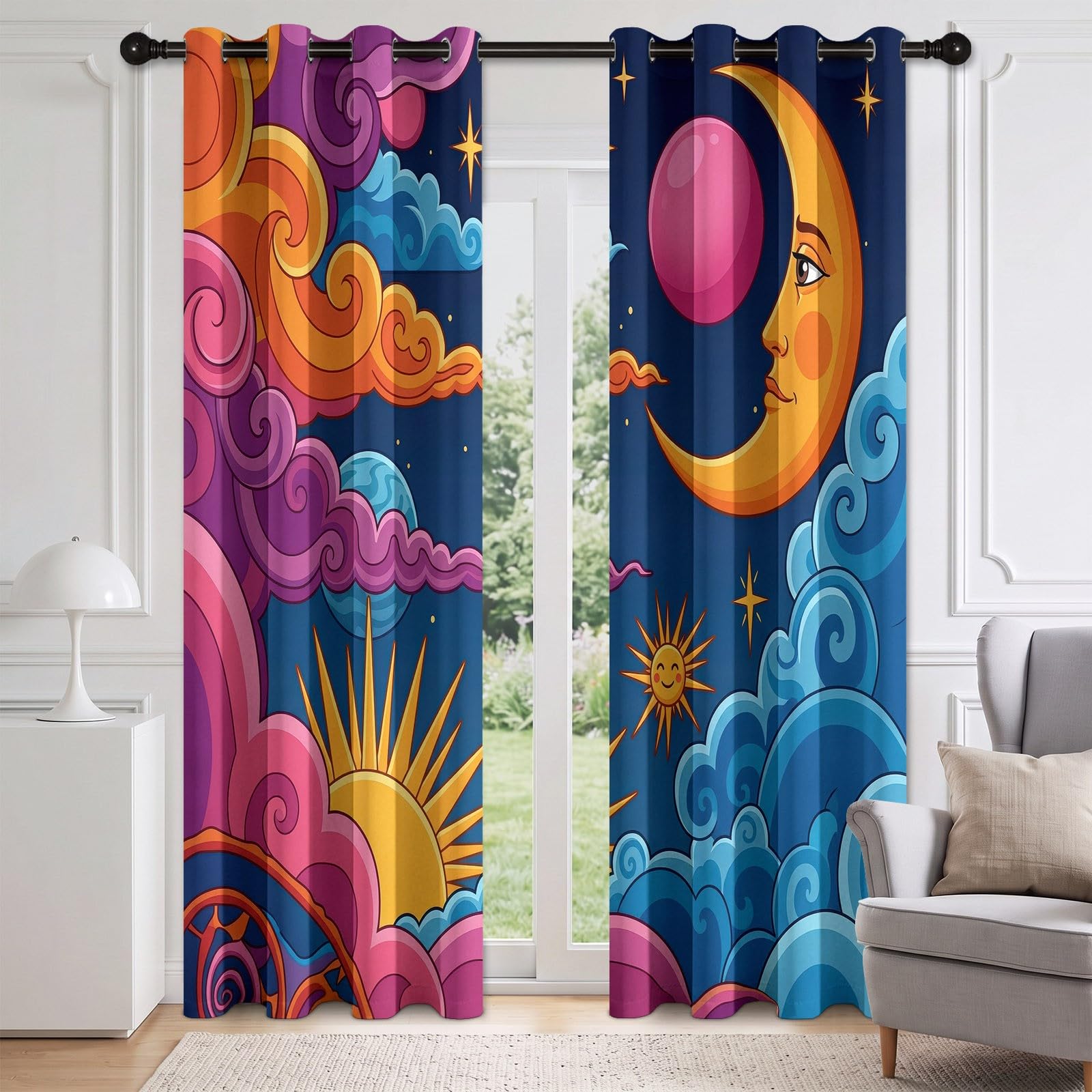 Generisch Vorhänge Blickdicht mit Ösen H245 x B140 cm Fantasy, 2er Set