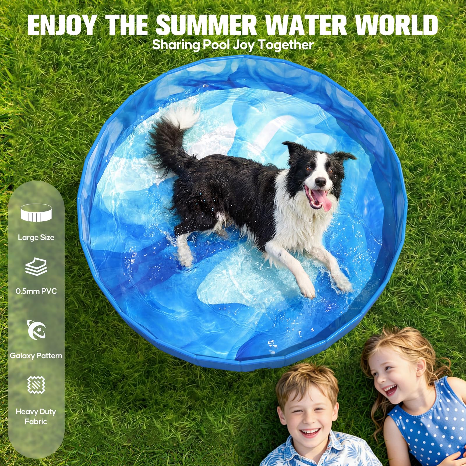 KingSom Hundepool, Hundebadewanne für Große Kleine Hunde, Faltbarer Hund Planschbecken rutschfest, Verdickt Robust Planschbecken Swimmingpool für Kinder, Schnelle Entwässerung Hundepool, 122 x 31 cm