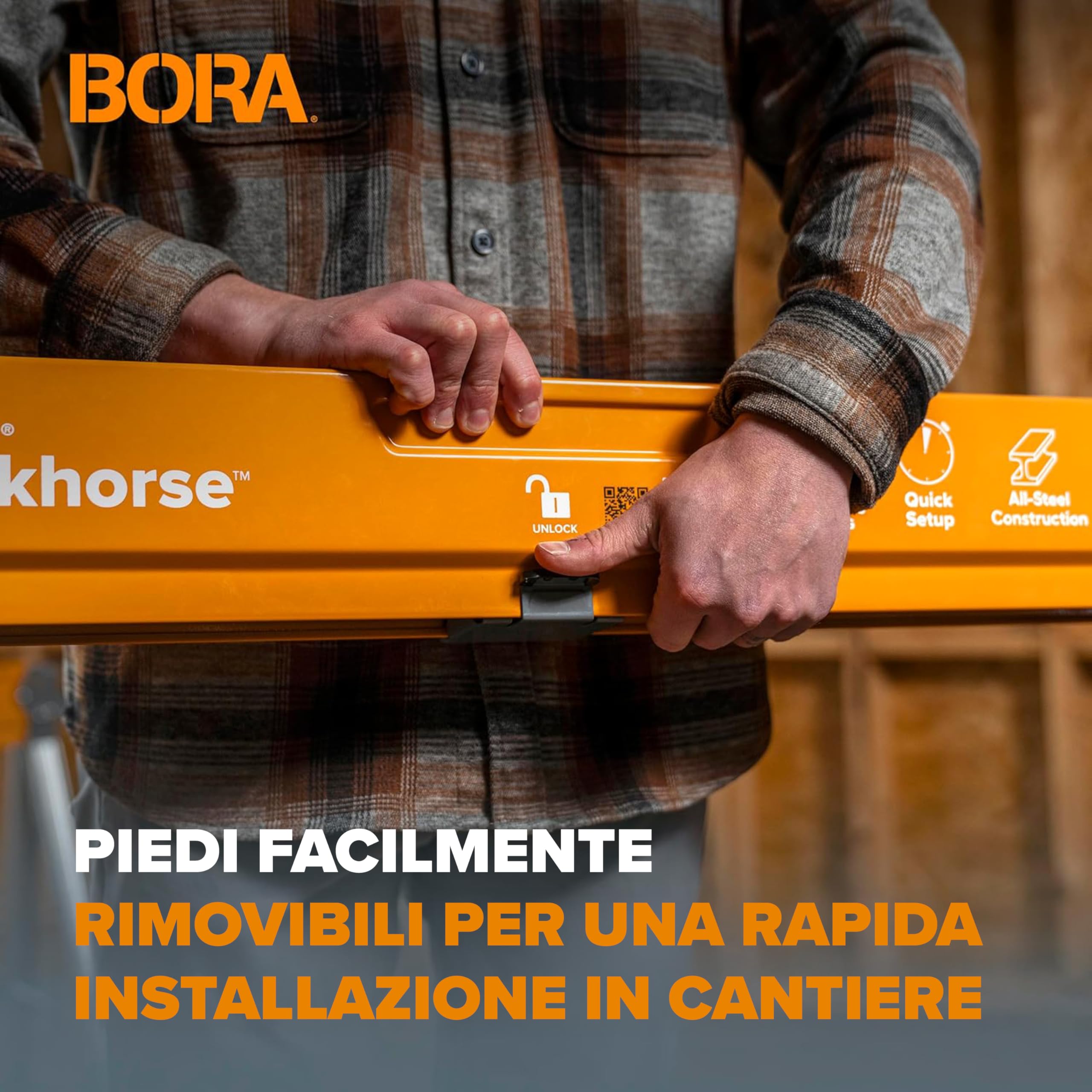 BORA Cavalletti da lavoro pieghevoli – Cavalletto da lavoro robusto, coppia di cavalletti pieghevoli per lavori professionali. PM‑3330T