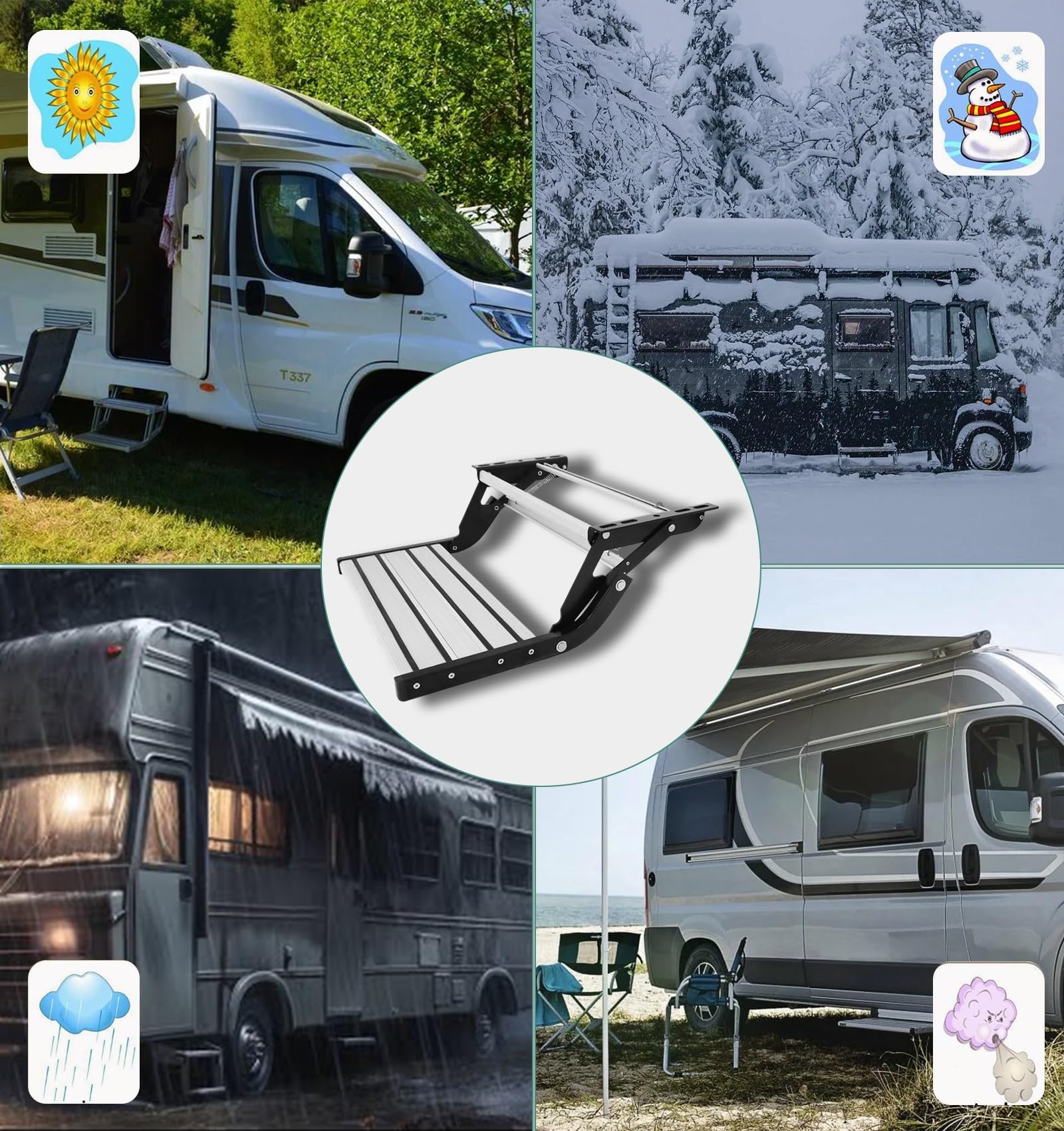 Wohnmobil & wohnwagen Trittstufe Aluminium - Klappbare Einstiegshilfe mit 200KG Tragfähigkeit,Rostfrei & Korrosionsbeständig,Anti-Rutsch,für Camping & SUV(Elektrische Einstufstufe)