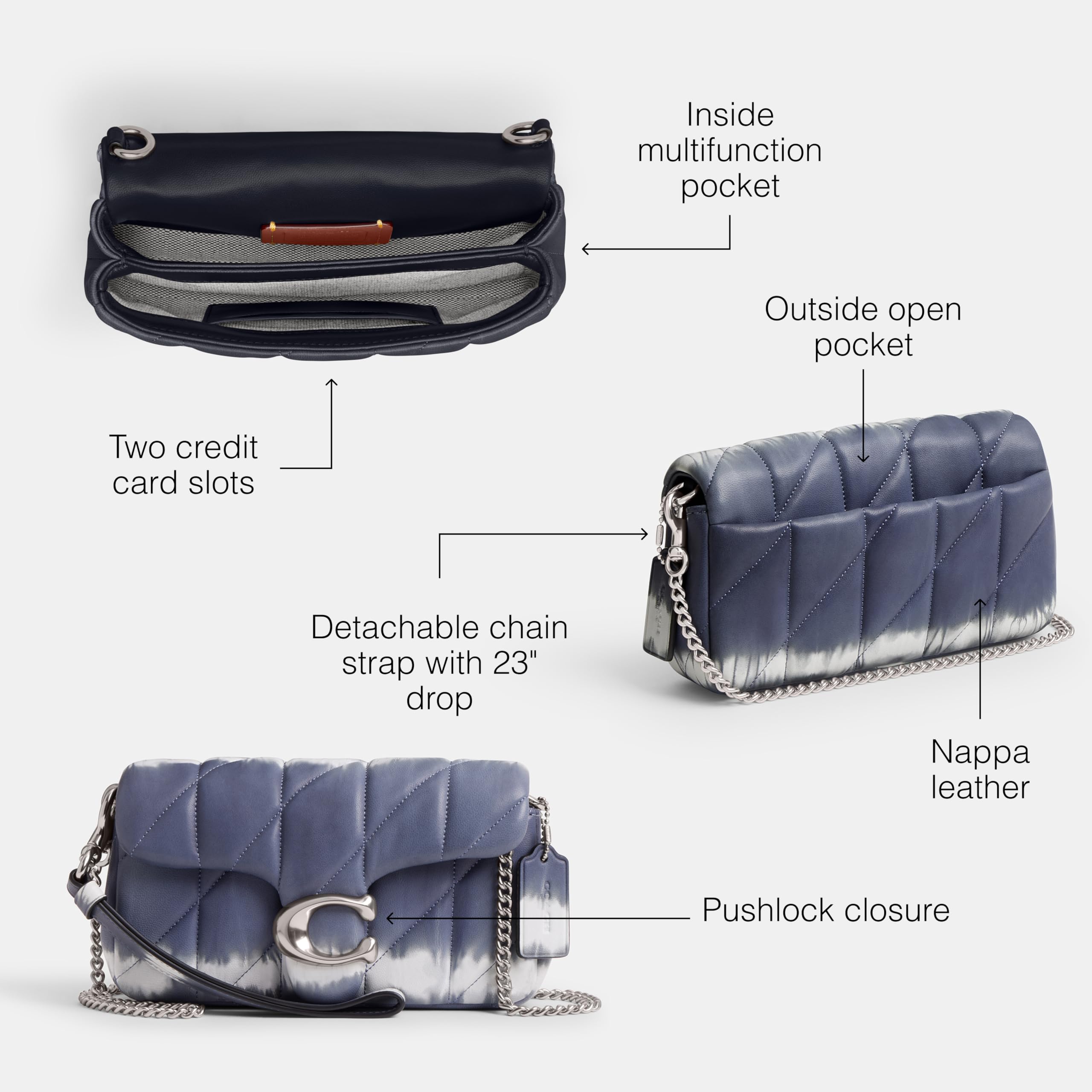 COACH Polished Pebble Tabby Wristlet Black One Size