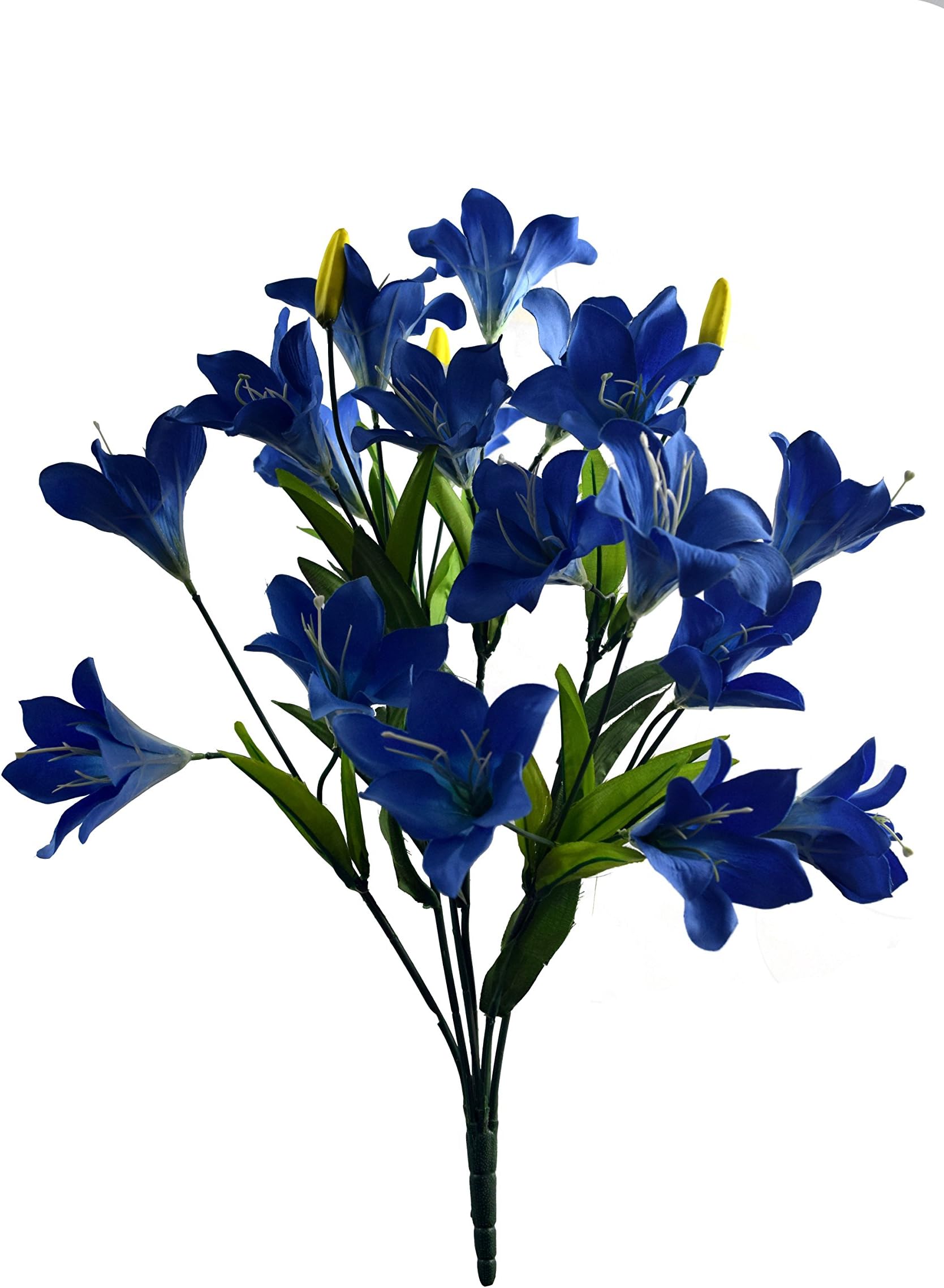 Fourwalls Beautiful Decorative Artificial Lily Flower Bunches for Home décor (60 cm Tall, 18 Flowers, Blue)