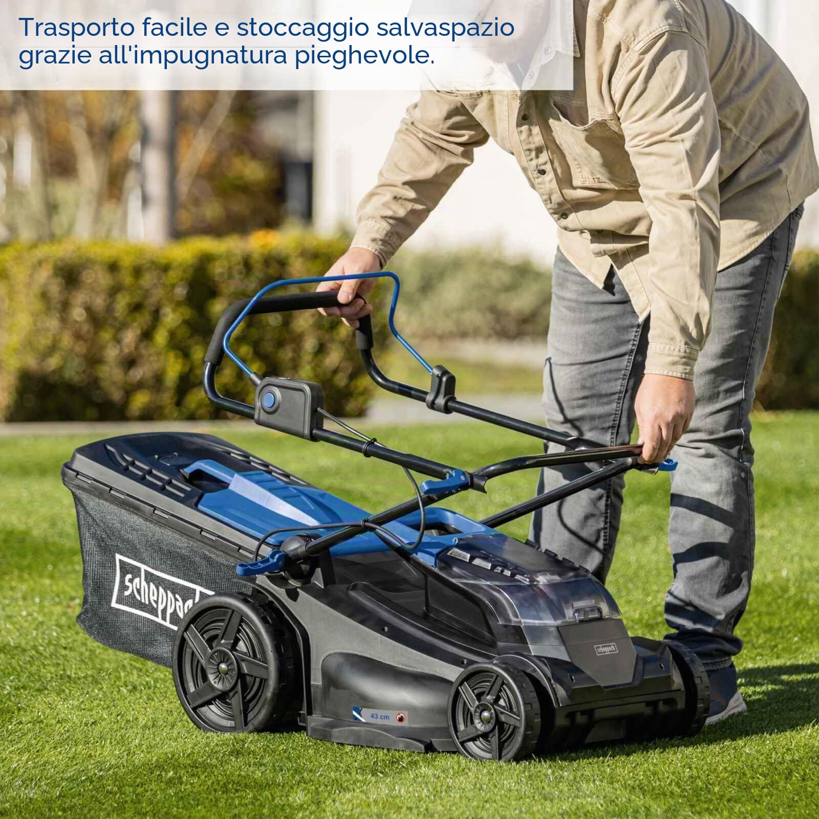 Tondeuse a batterie - SCHEPPACH BC-MP430-X - 20V IXES - largeur coupe 43 cm - Mulching - sans batterie ni chargeur