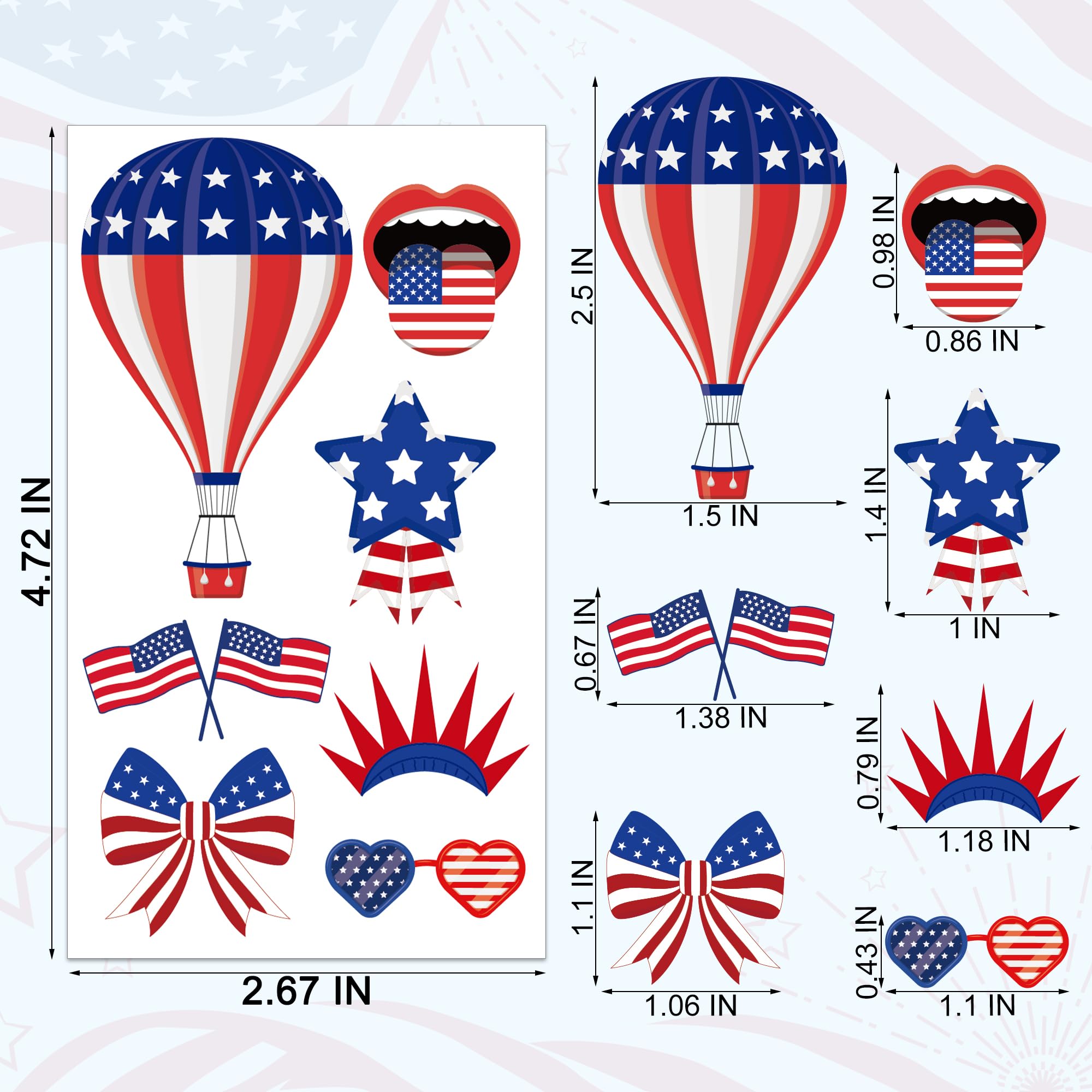 106 PCS 4th of July Tattoos, Fourth of July Accessories, Patriotic Temporary Tattoos for kids, July 4th Tattoos for Patriotic Decorations Independence Day Party Accessories Supplies Favors Decor