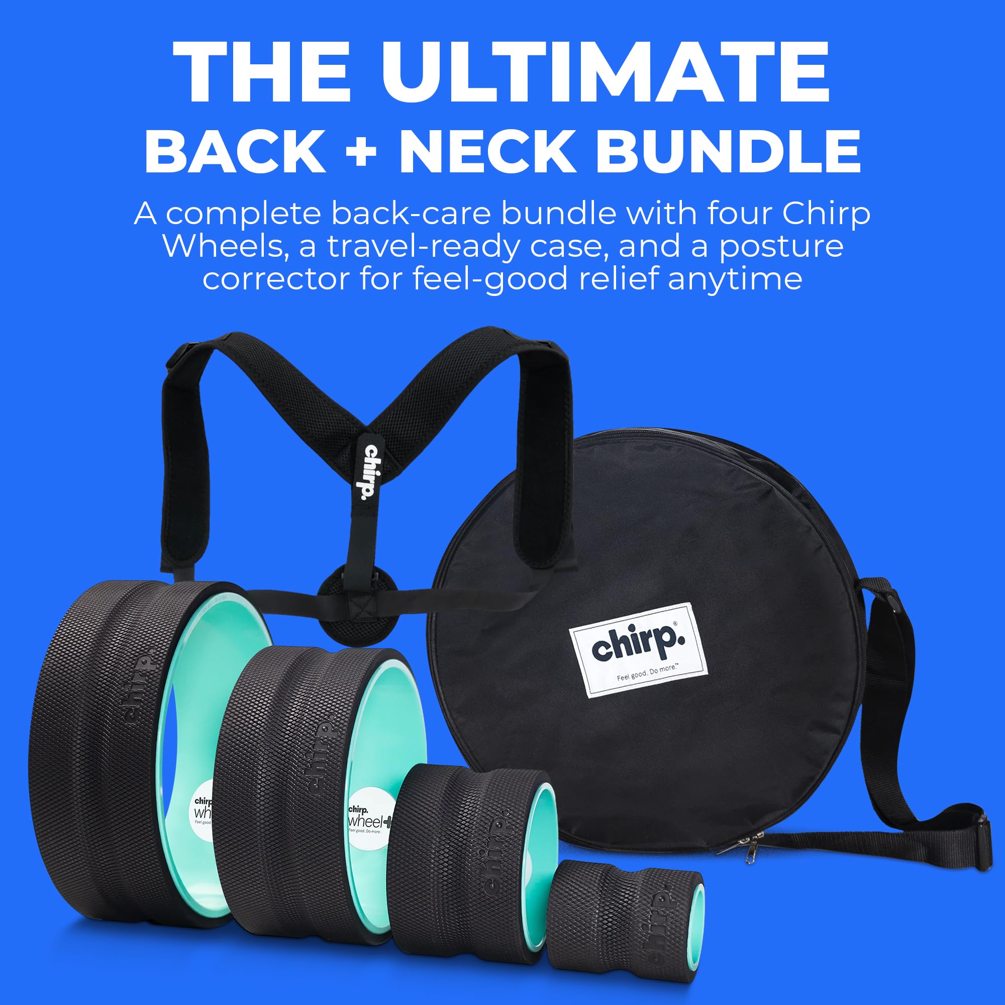専用バッグ付き chirp wheel+ ストレッチホイール 姿勢矯正器具付き Amazon.com: Chirp Ultimate Back + Neck Bundle, 4-Pack Wheel Roller