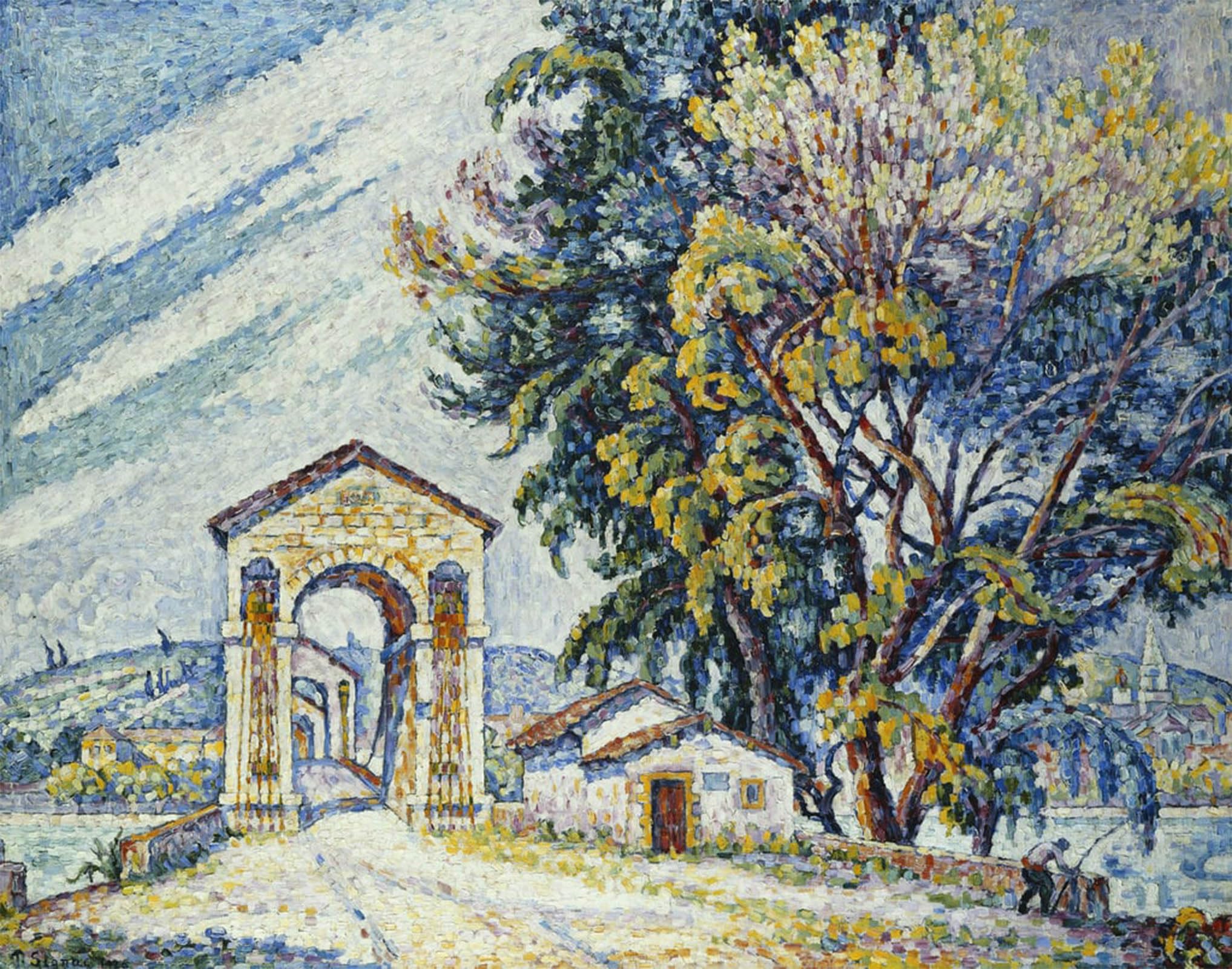 ARTXLXXBN Famous Print Painting Colorful Art Print the Bridge in Bourg-saint-andeol by Paul Signac Canvas Art Decorations for Home Decor 60x90cm