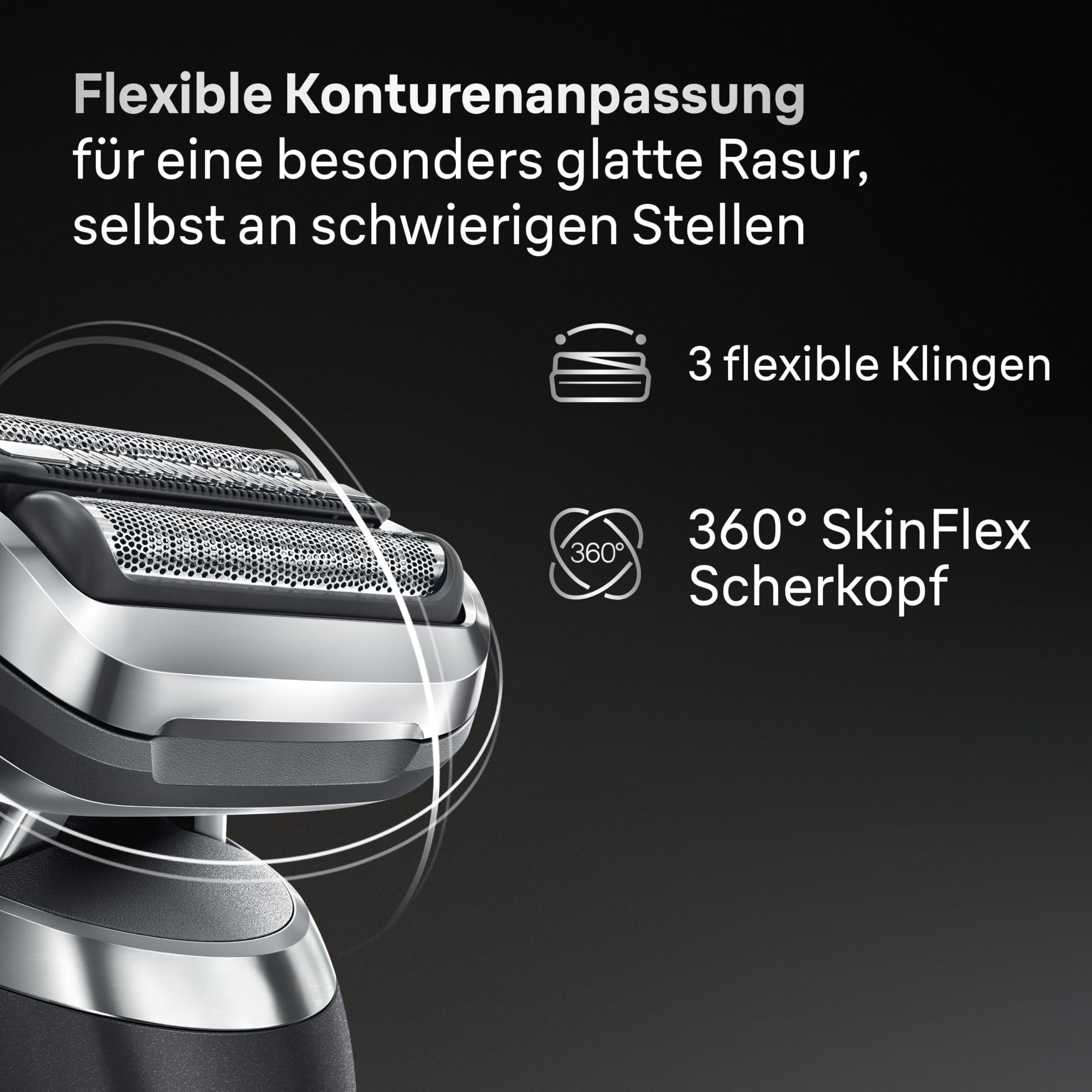 Braun Rasierer Herren Elektrisch Series 7, N7200cce, Schwarz - Kabelloser Elektrorasierer, Barttrimmer mit 60 Min. Akku, Wasserdicht, Made in Germany, Inkl. 1 Aufsatz und 4in1 SmartCare Center