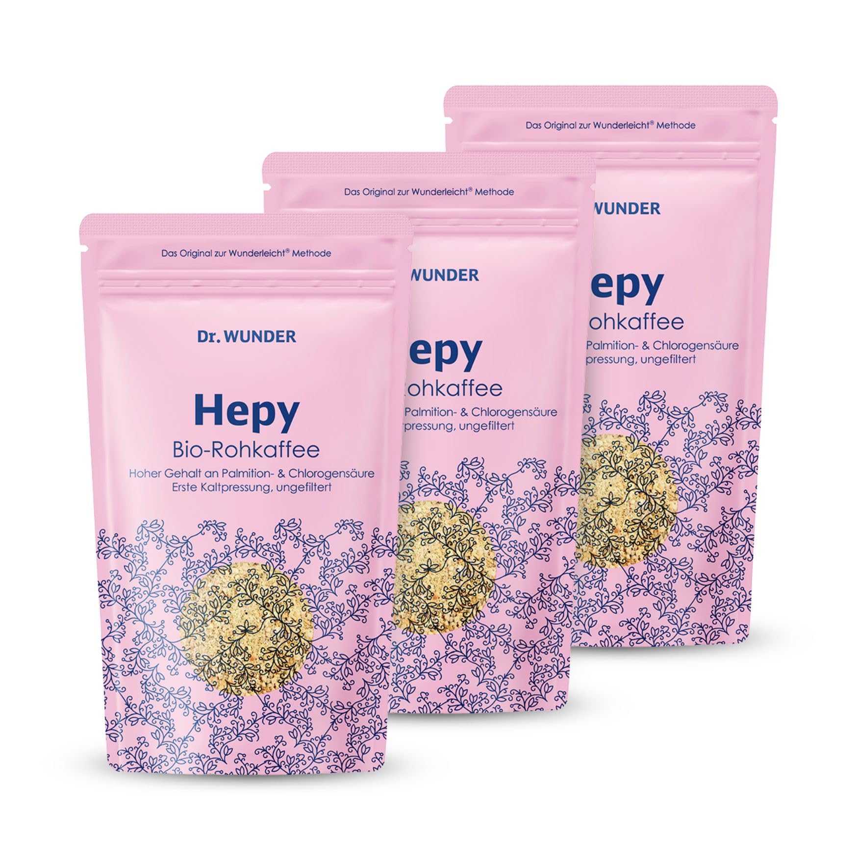 Dr. Wunder HEPY Kaffee 3x250g: Grüner BIO Spezialkaffee für Kaffee-Einlauf