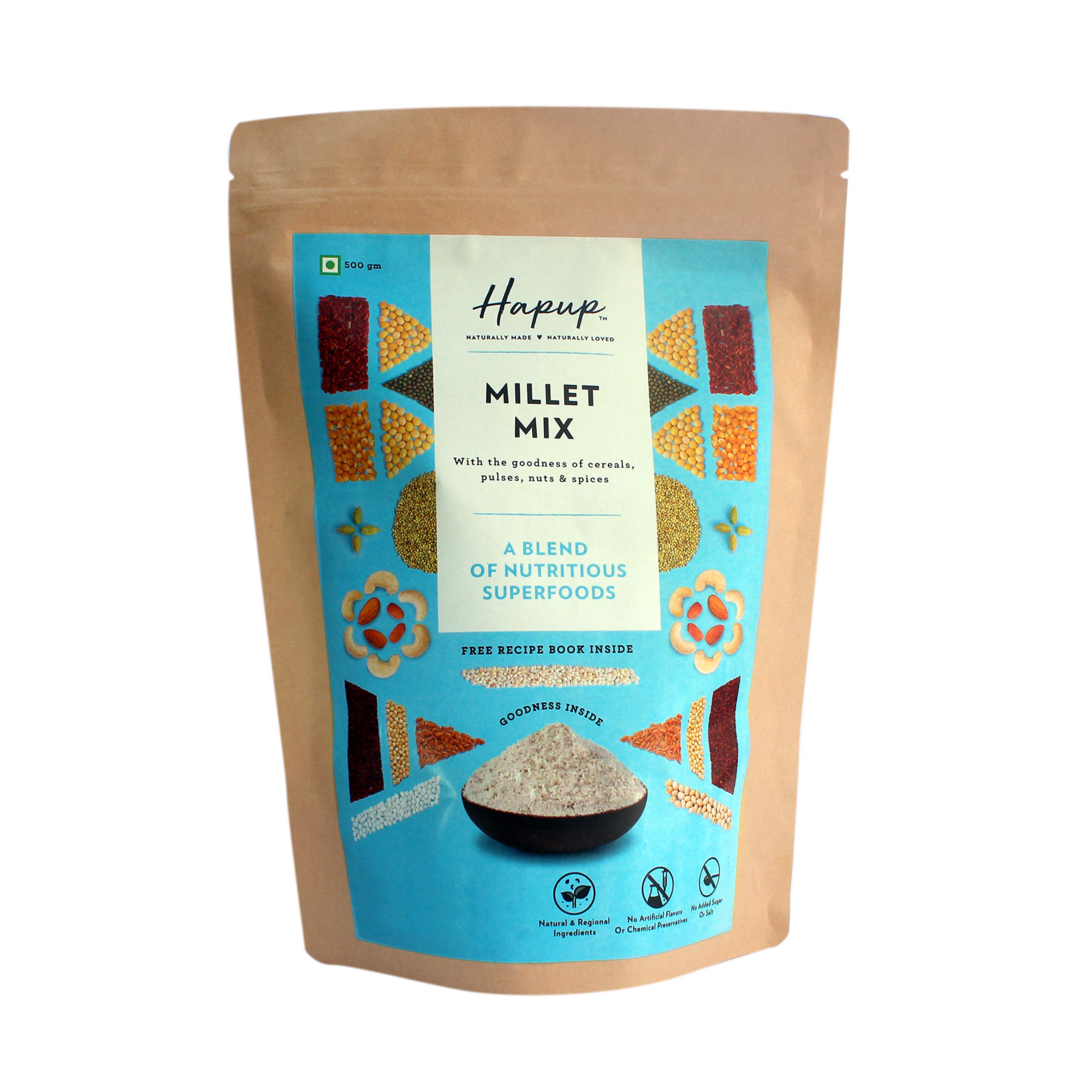 Hapup Millet Mix, Multigrain Porridge for Little Ones (Ragi, Jowar, Bajra & More / No Preservatives, No Added Sugars & No Artificial Flavor) - 500 Gm (B07NDXXX5H) Amazon Price History, Amazon Price Tracker