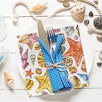 Vista 4 de AnyDesign 80 servilletas de papel de concha de mar, diseño de concha de océano tropical, playa, servilletas de almuerzo náuticos de verano, postres
