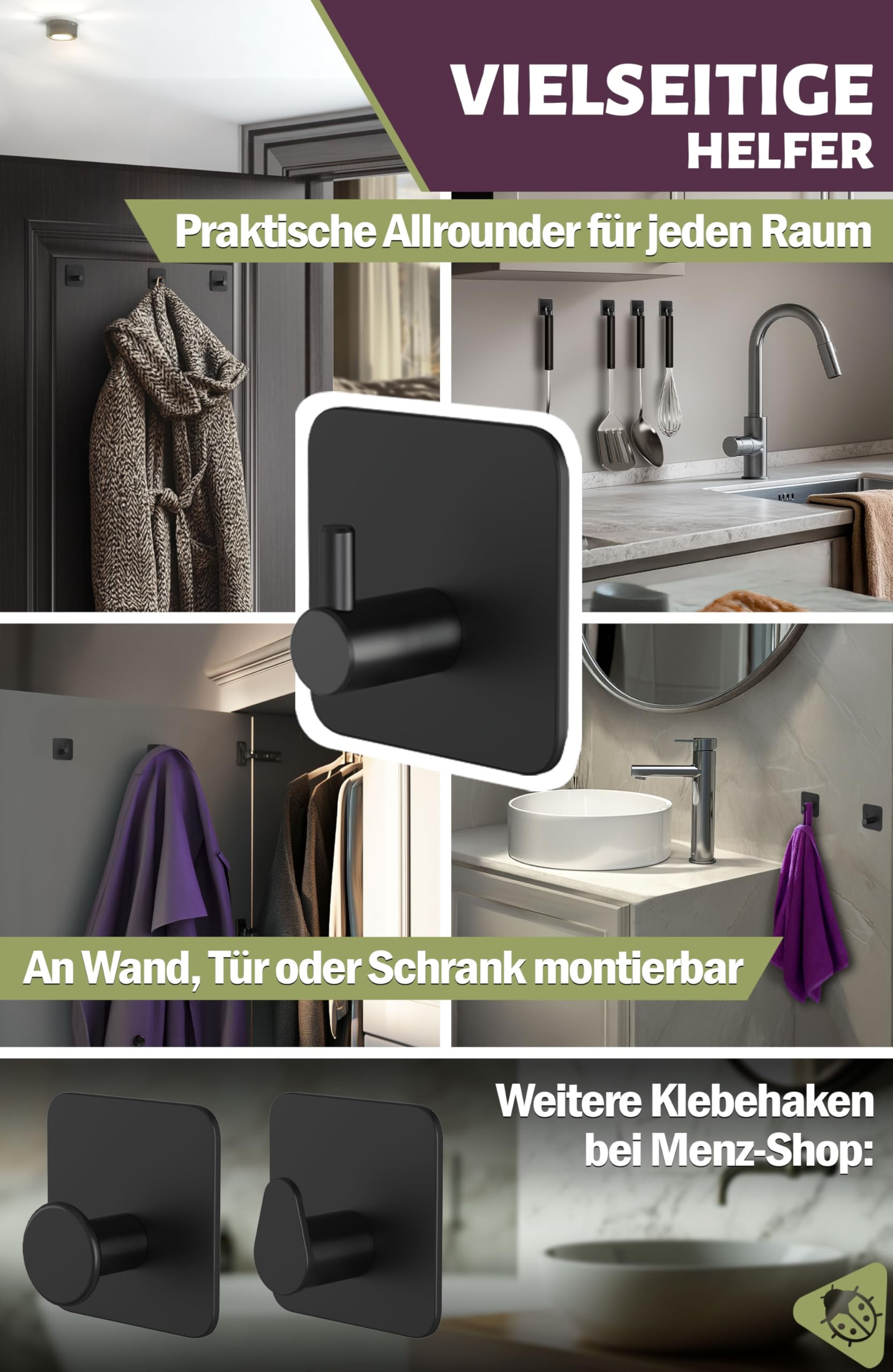 5 Handtuchhaken Ohne Bohren – Roségold, Aluminiumlegierung, Selbstklebend, Bis 5 Kg Belastung – Für Bad & Küche