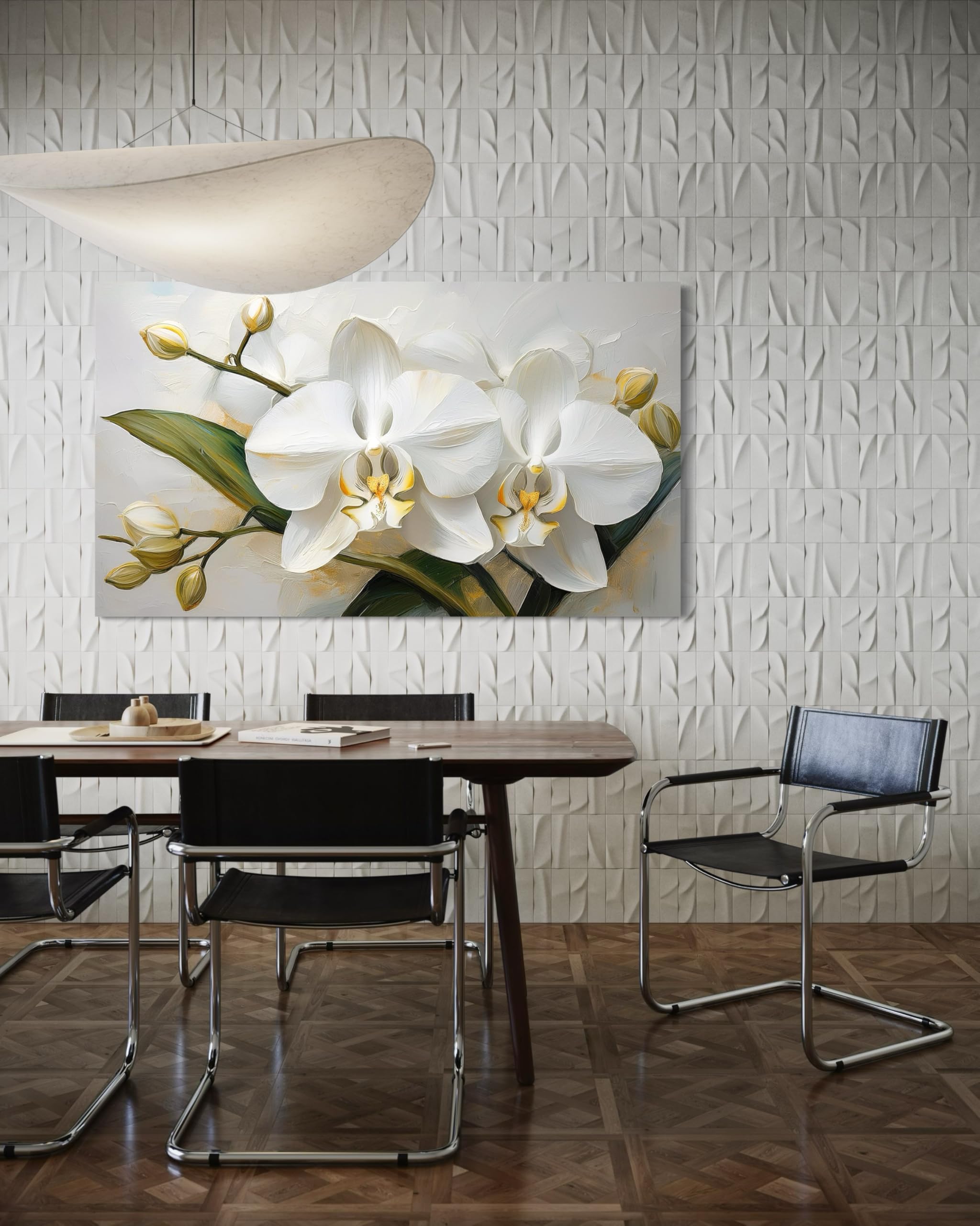 Feeby Impresión en Material Tejido no Tejido - cuadros decoracion salon modernos - cuadro lienzo - 90x60 cm - lienzo grande - Flor Orquídea Pintada- cuadros decoracion salon