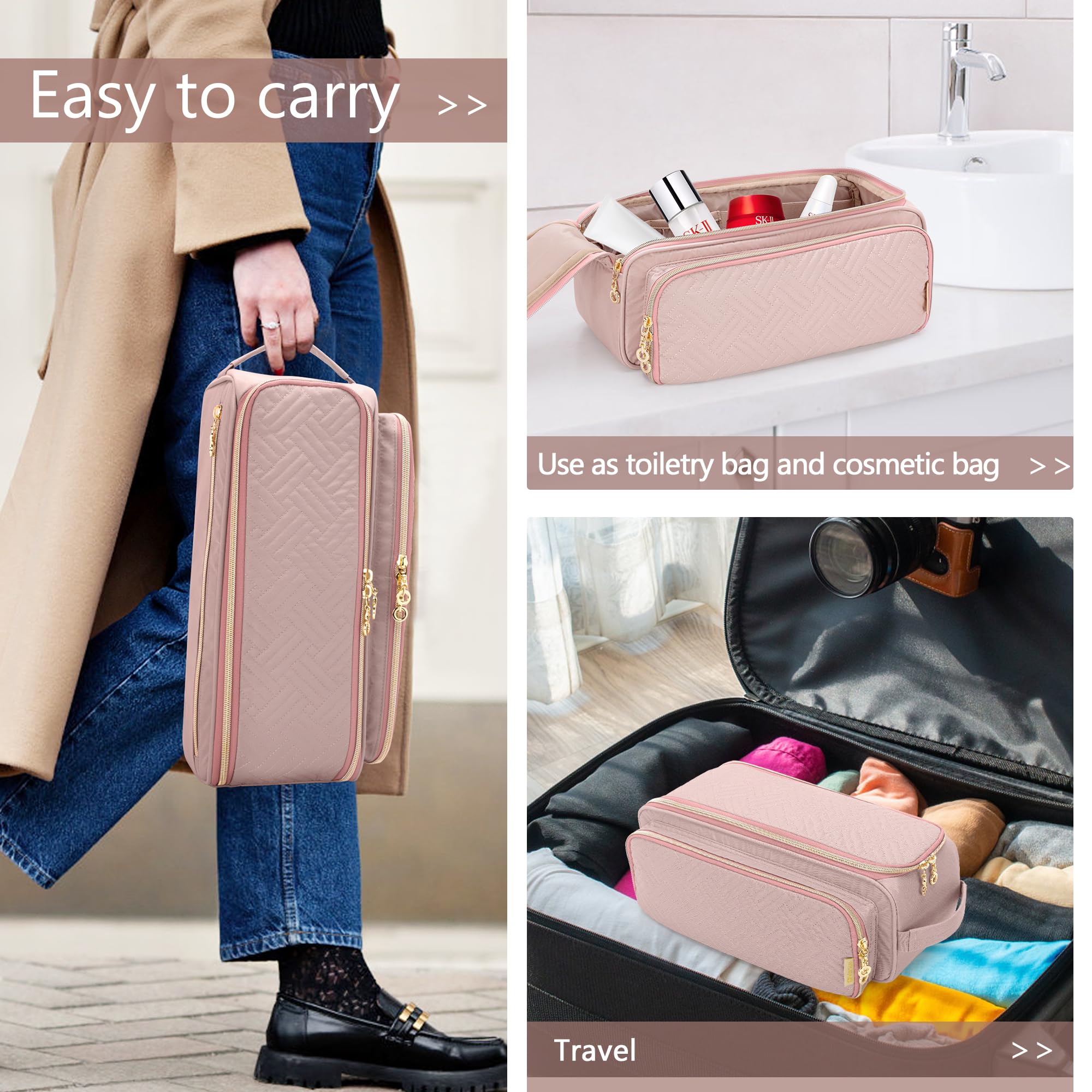 YARWO Bolsa Viaje para Herramientas para el Cabello con Estera Resistente al Calor, Bolsas Organizadoras para Herramientas de Peluquería Compatible con Planchas para el Pelo, Styler y Accesorios, Rosa